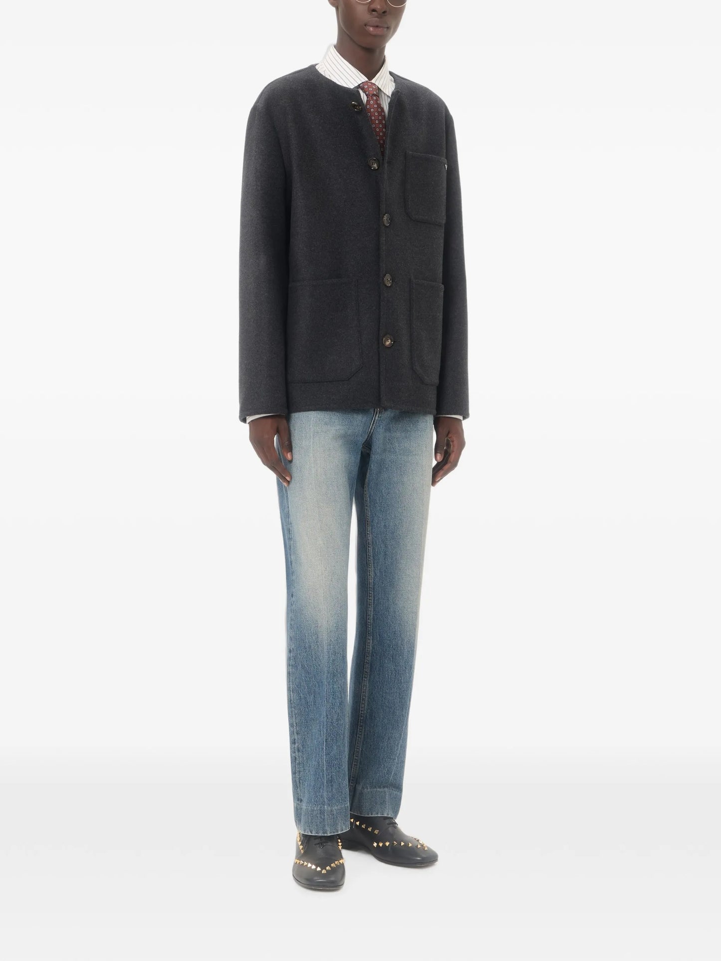 VLogo collarless shirt