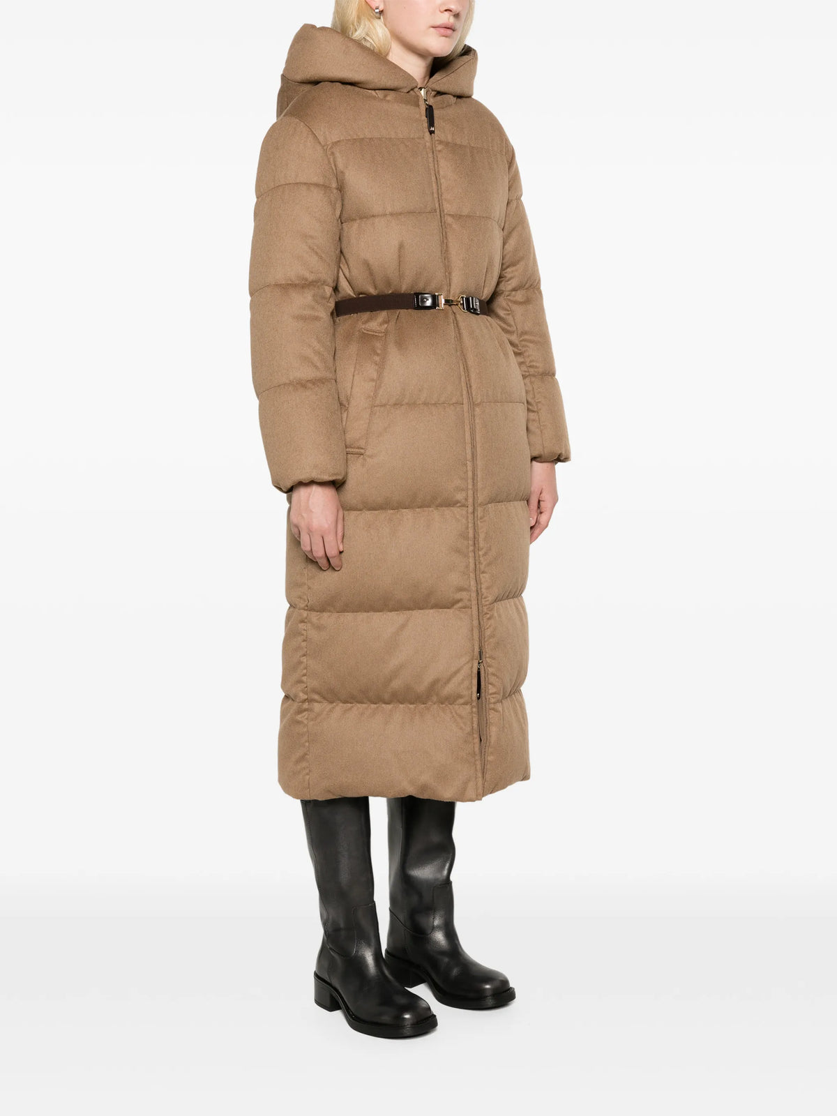 long reversible puffer in camel - camel