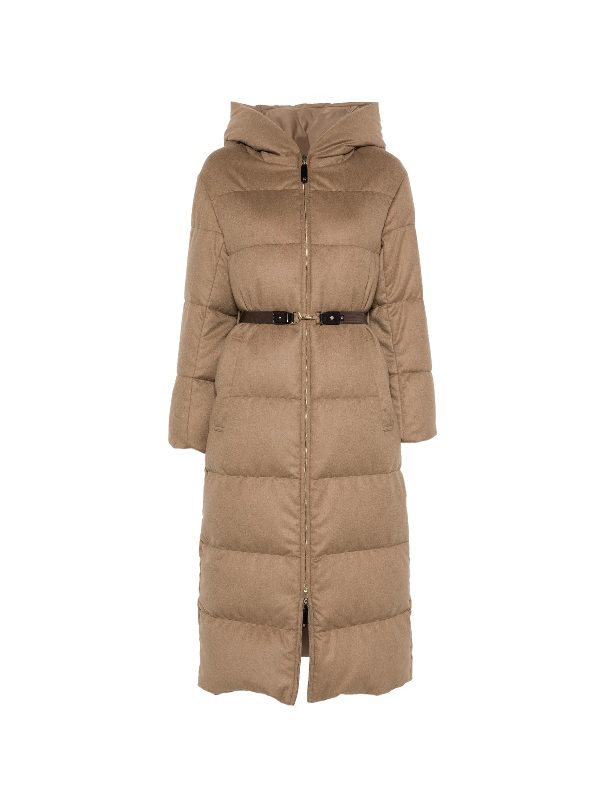 long reversible puffer in camel - camel