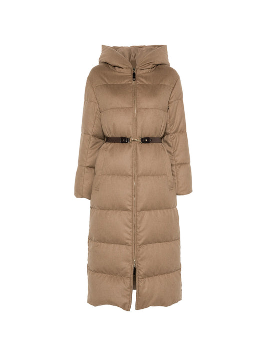 long reversible puffer in camel - camel