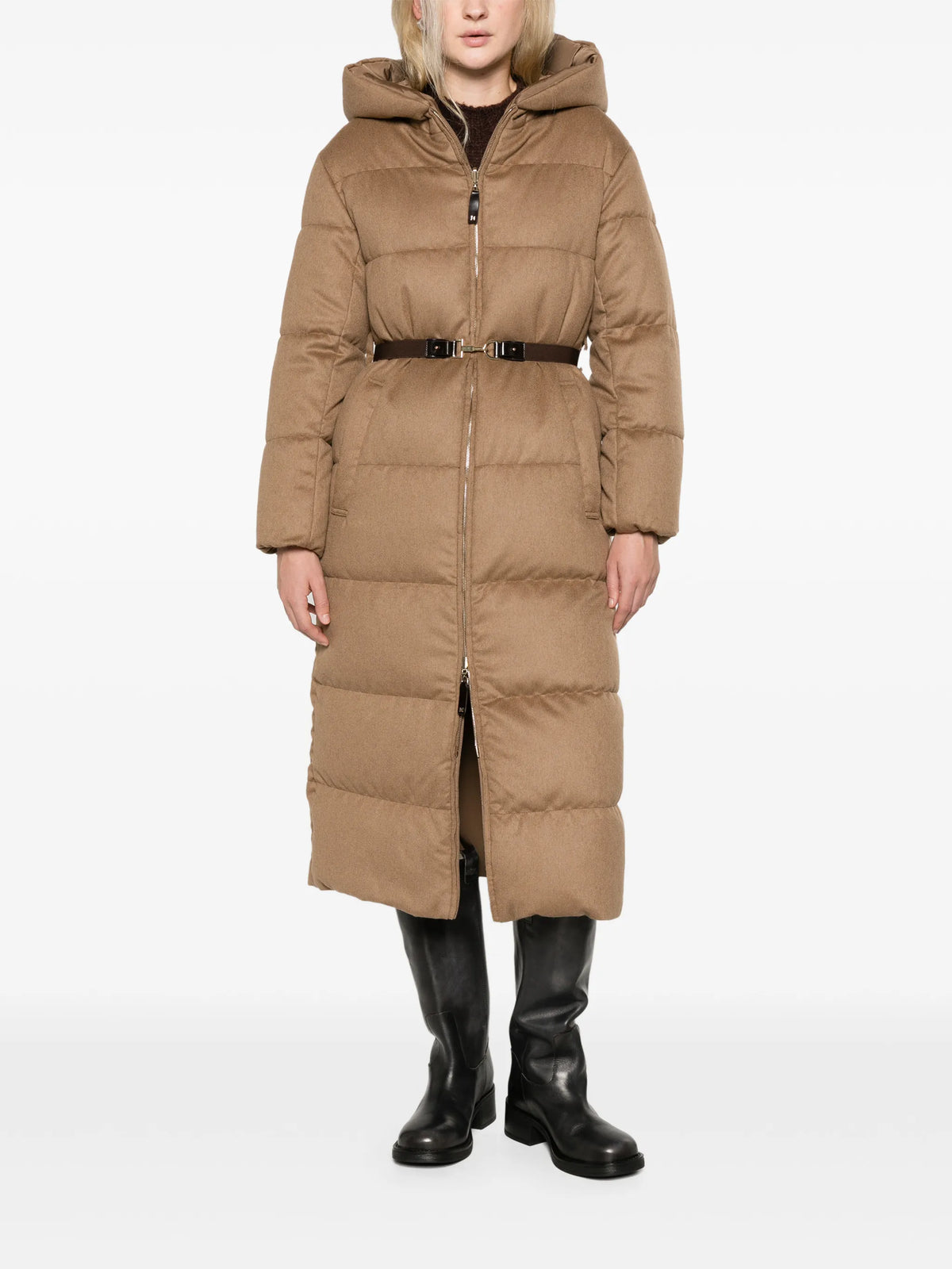 long reversible puffer in camel - camel