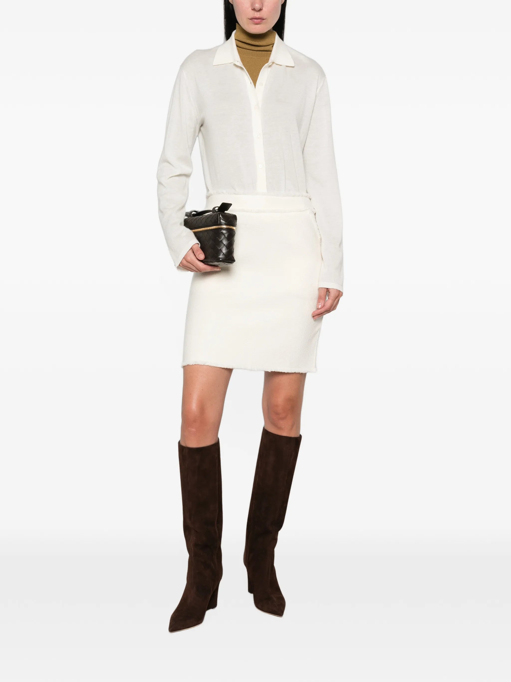 frayed-edge mini skirt