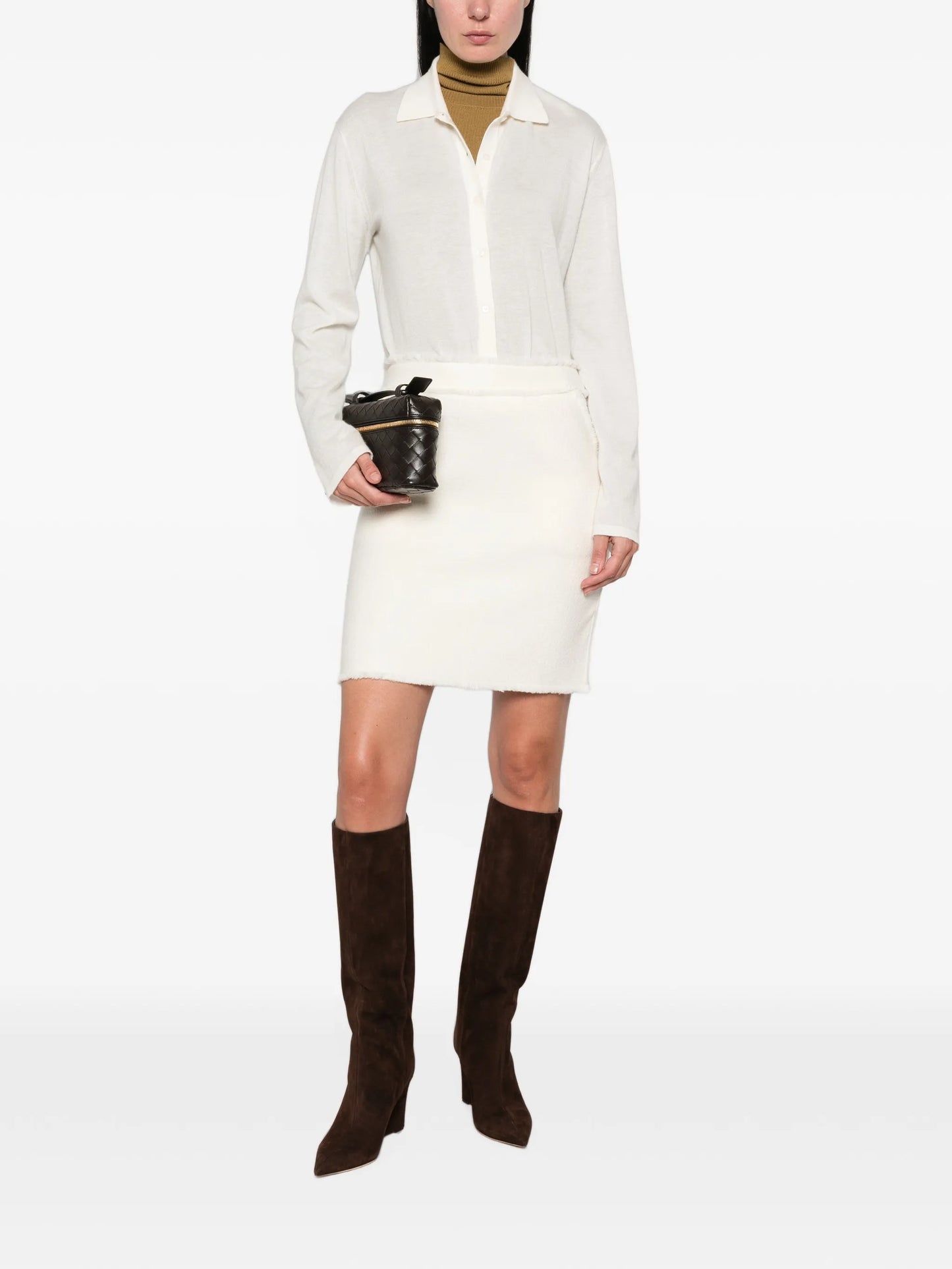 frayed-edge mini skirt