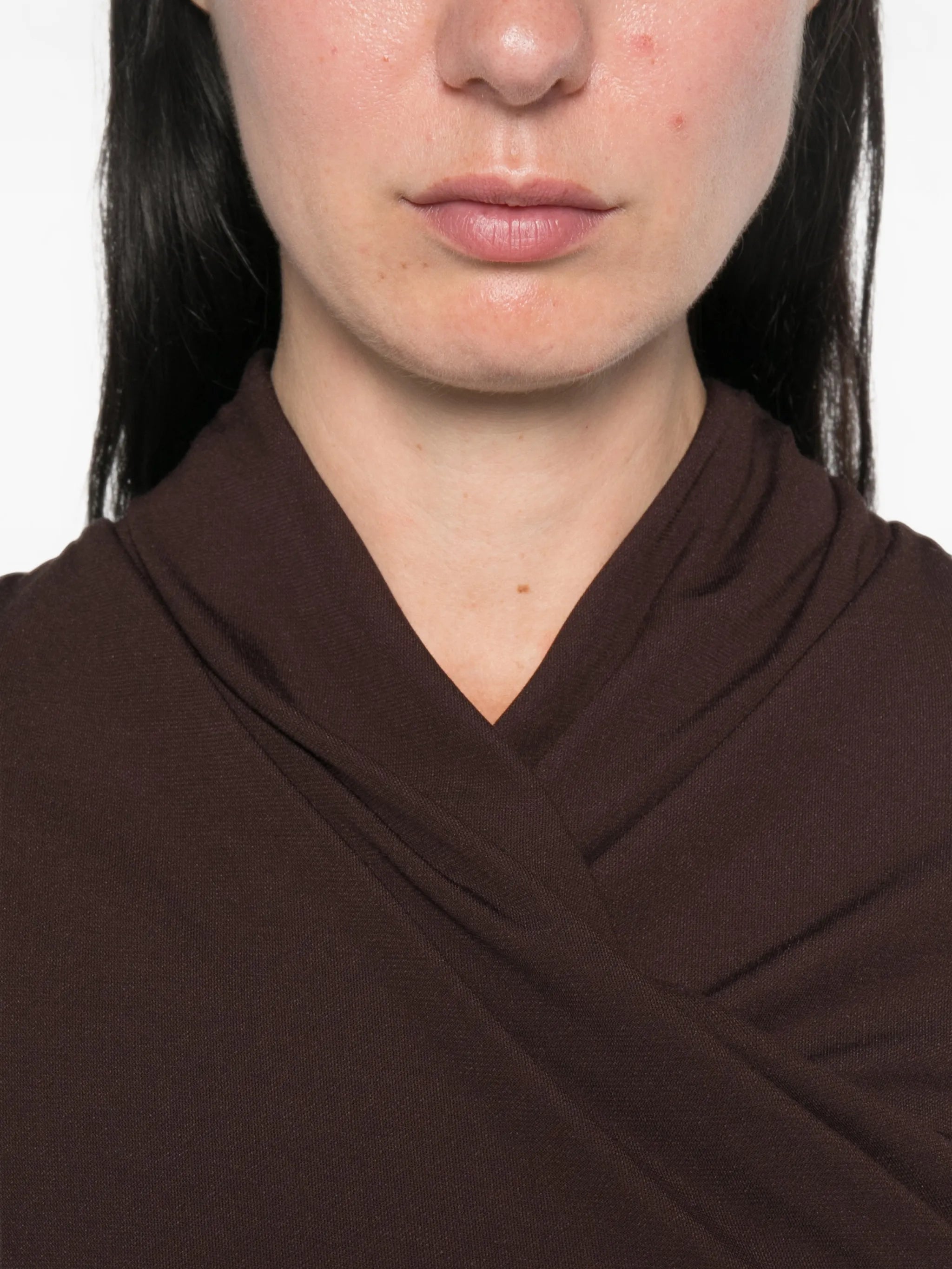 Estremo crossover-neck long-sleeve midi dress