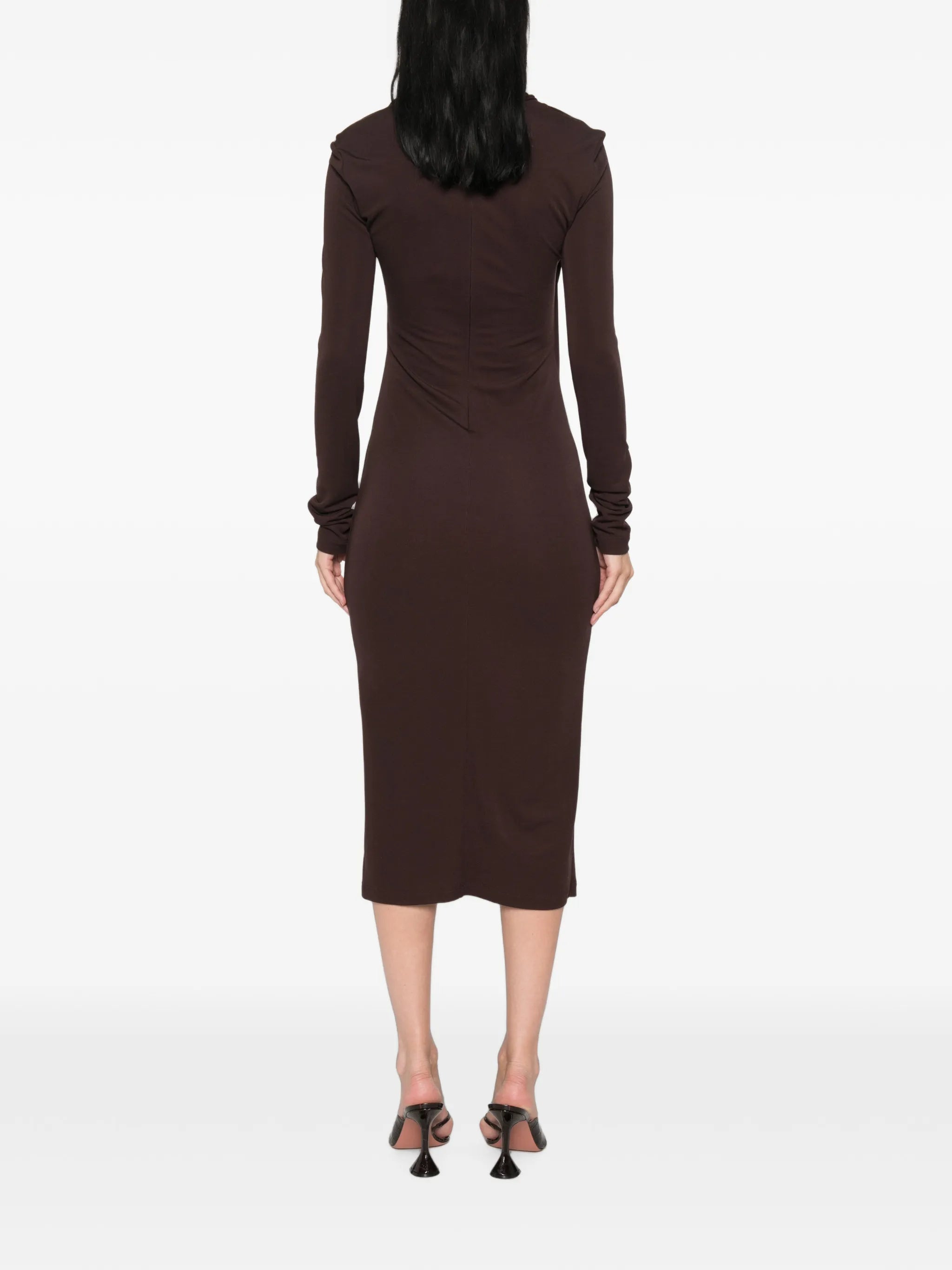 Estremo crossover-neck long-sleeve midi dress