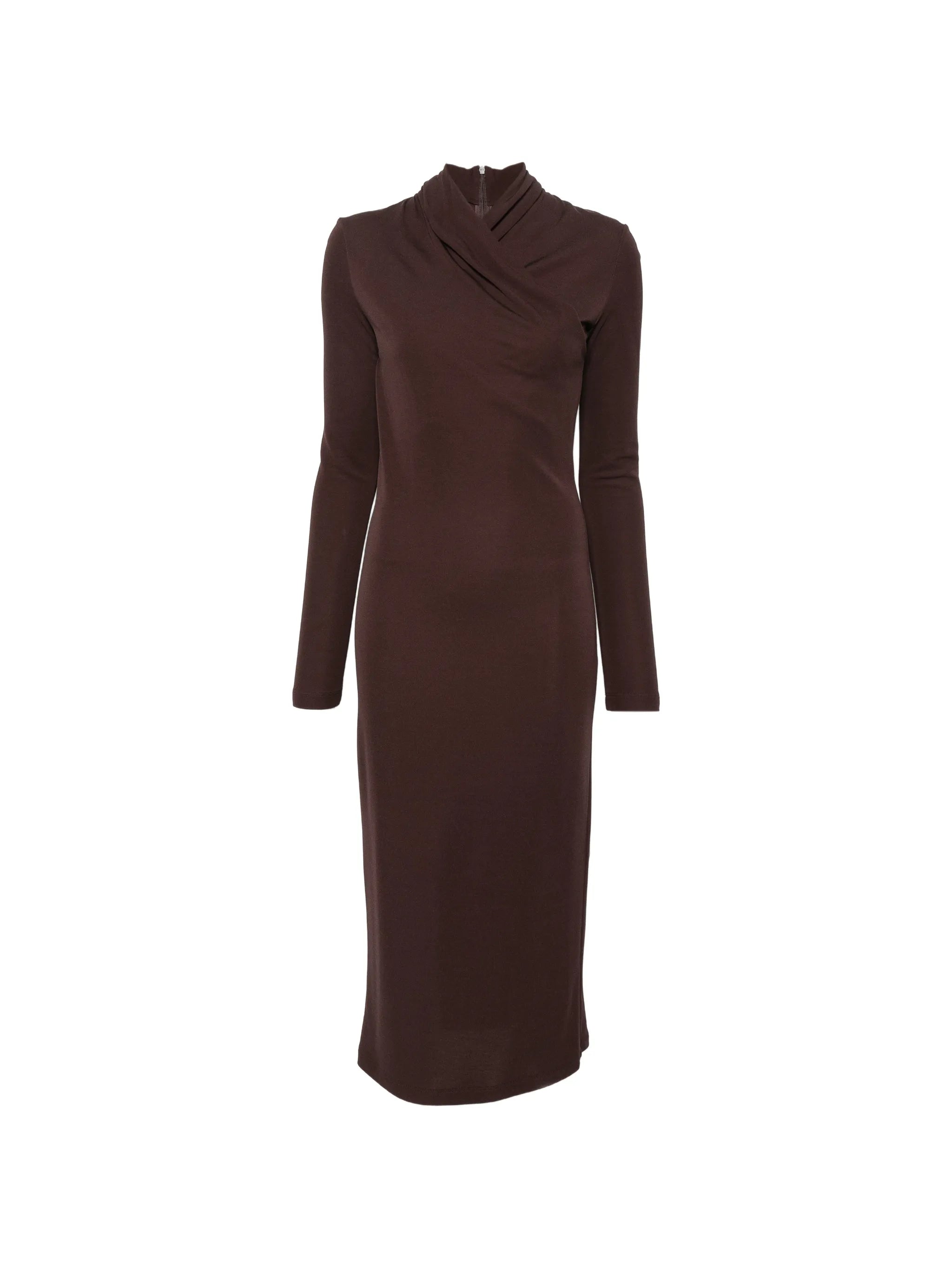 Estremo crossover-neck long-sleeve midi dress