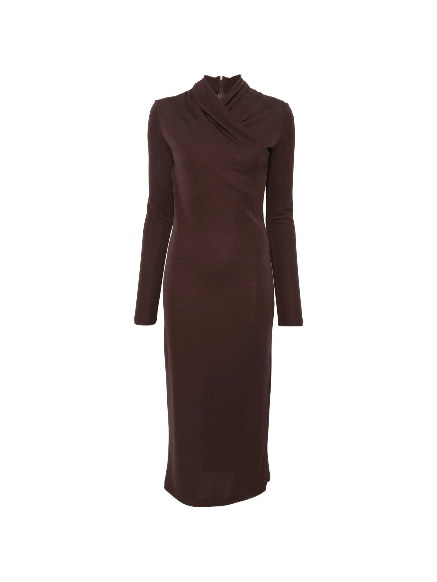 Estremo crossover-neck long-sleeve midi dress