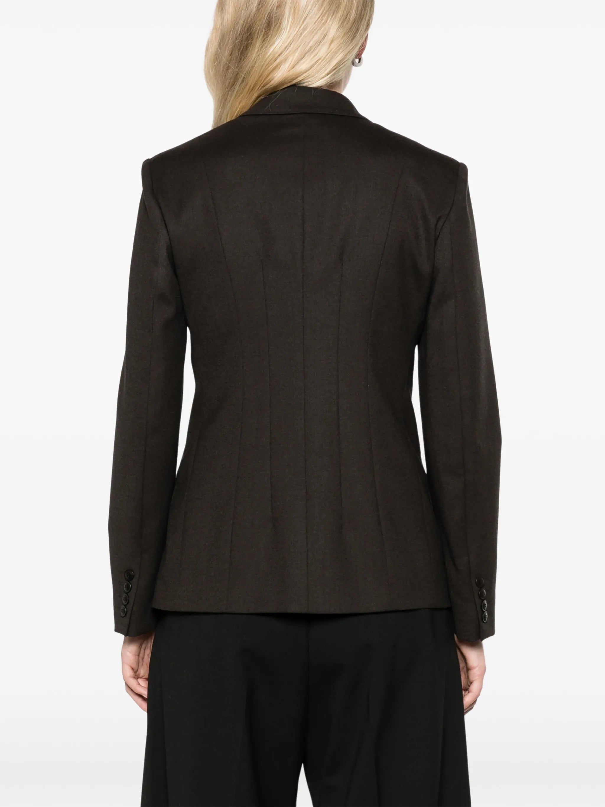 double-breasted wool flannel jacket - dark brown