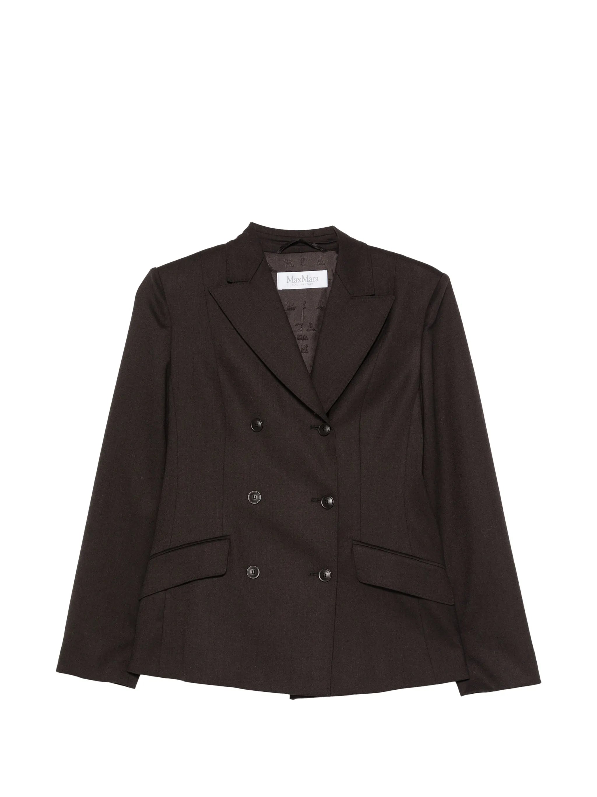 double-breasted wool flannel jacket - dark brown