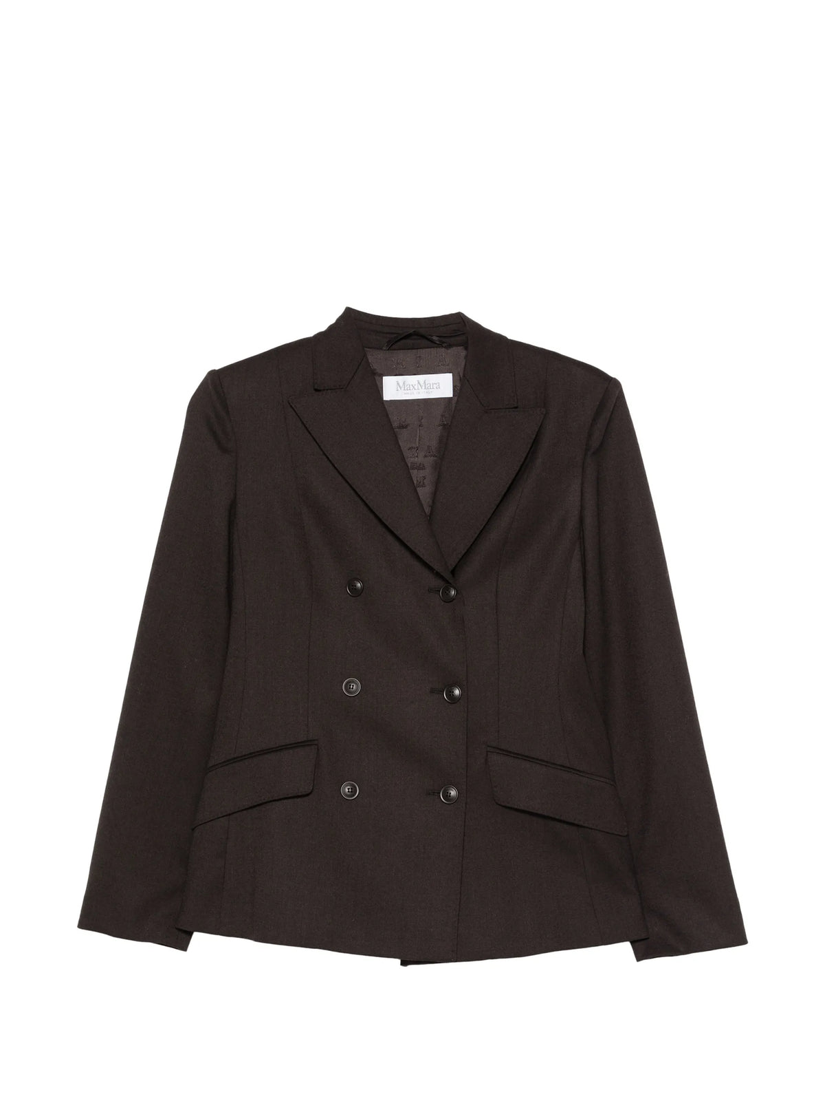 double-breasted wool flannel jacket - dark brown