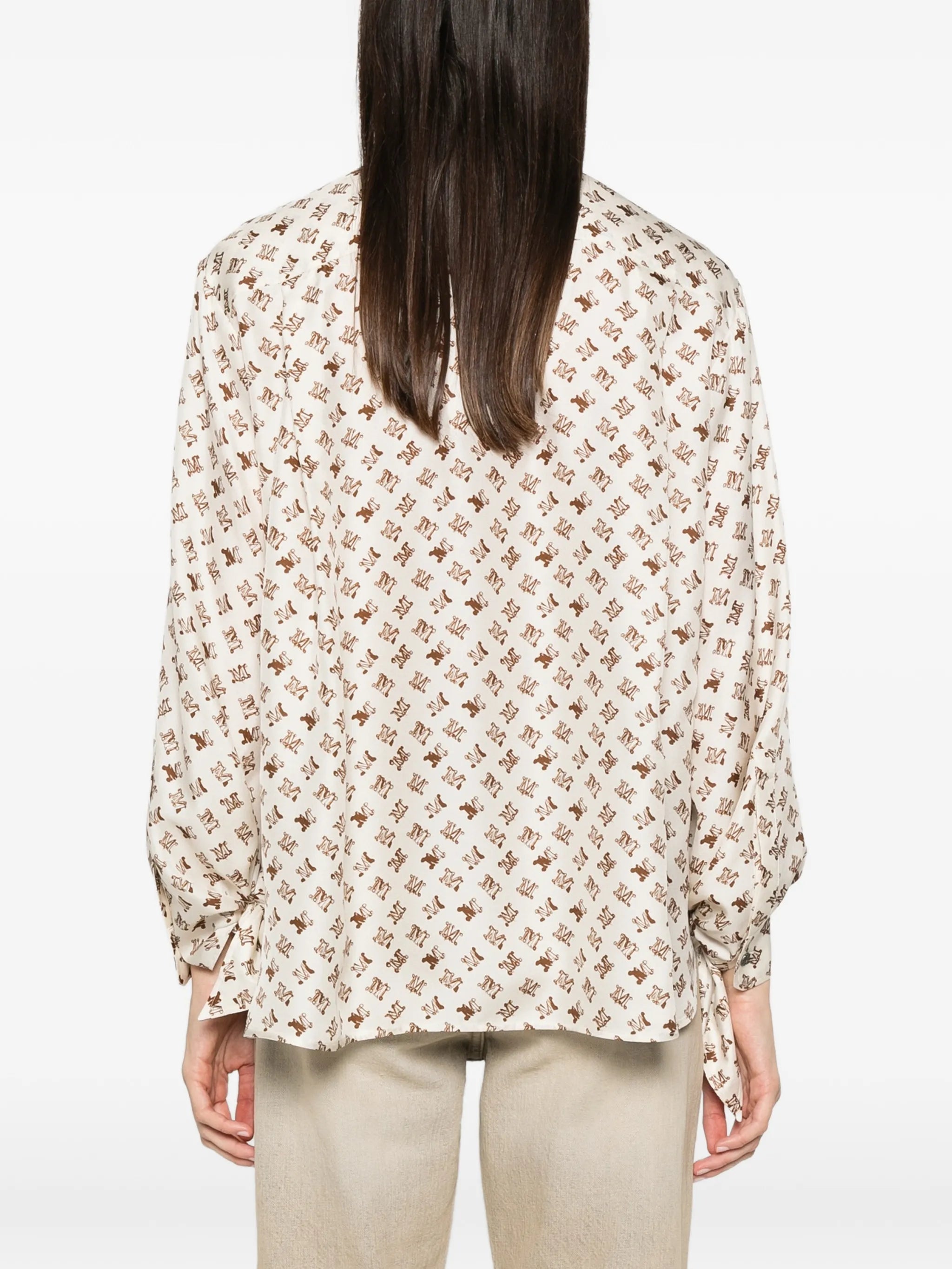 logo-print tie-cuff shirt