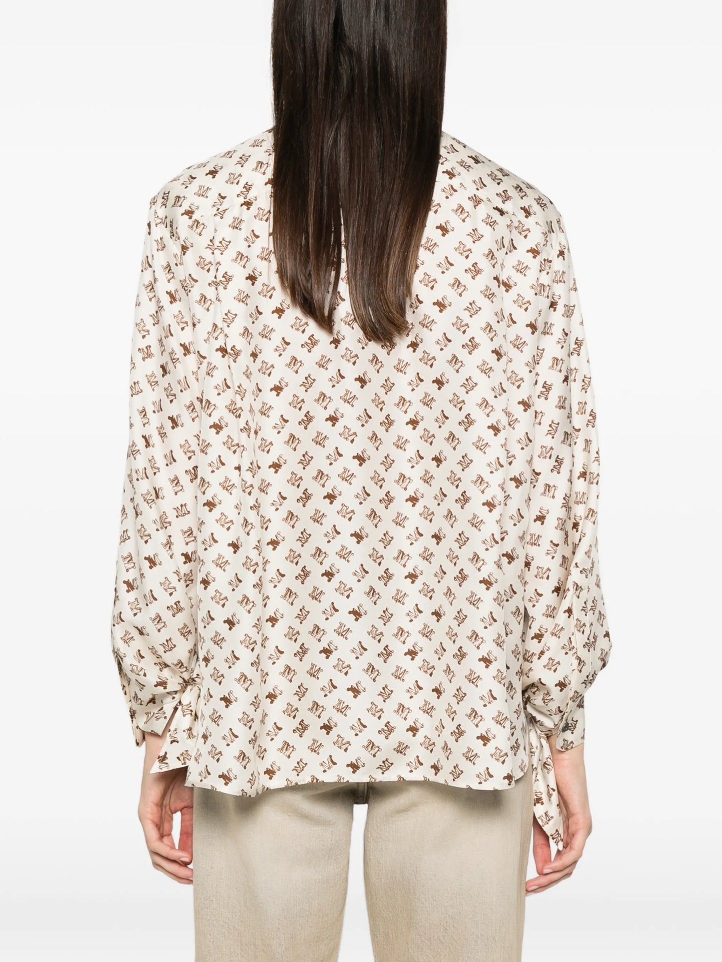 logo-print tie-cuff shirt