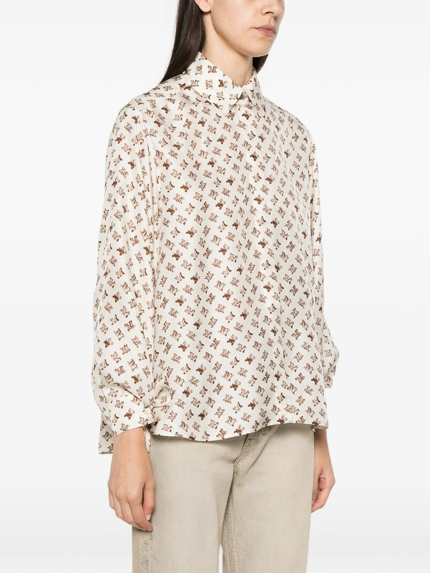 logo-print tie-cuff shirt