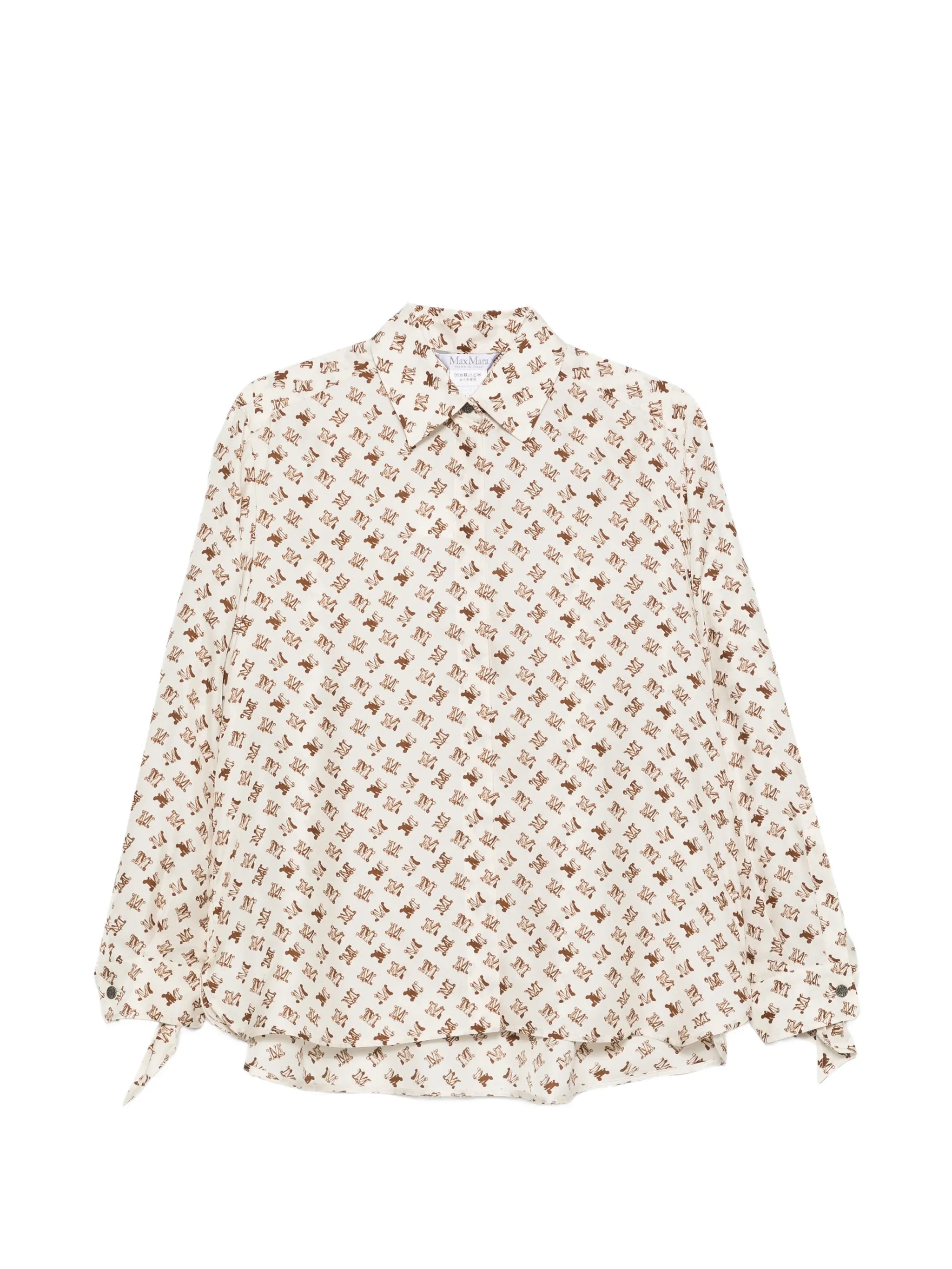 logo-print tie-cuff shirt