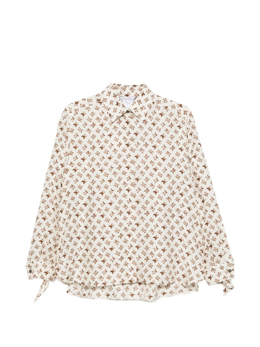 logo-print tie-cuff shirt