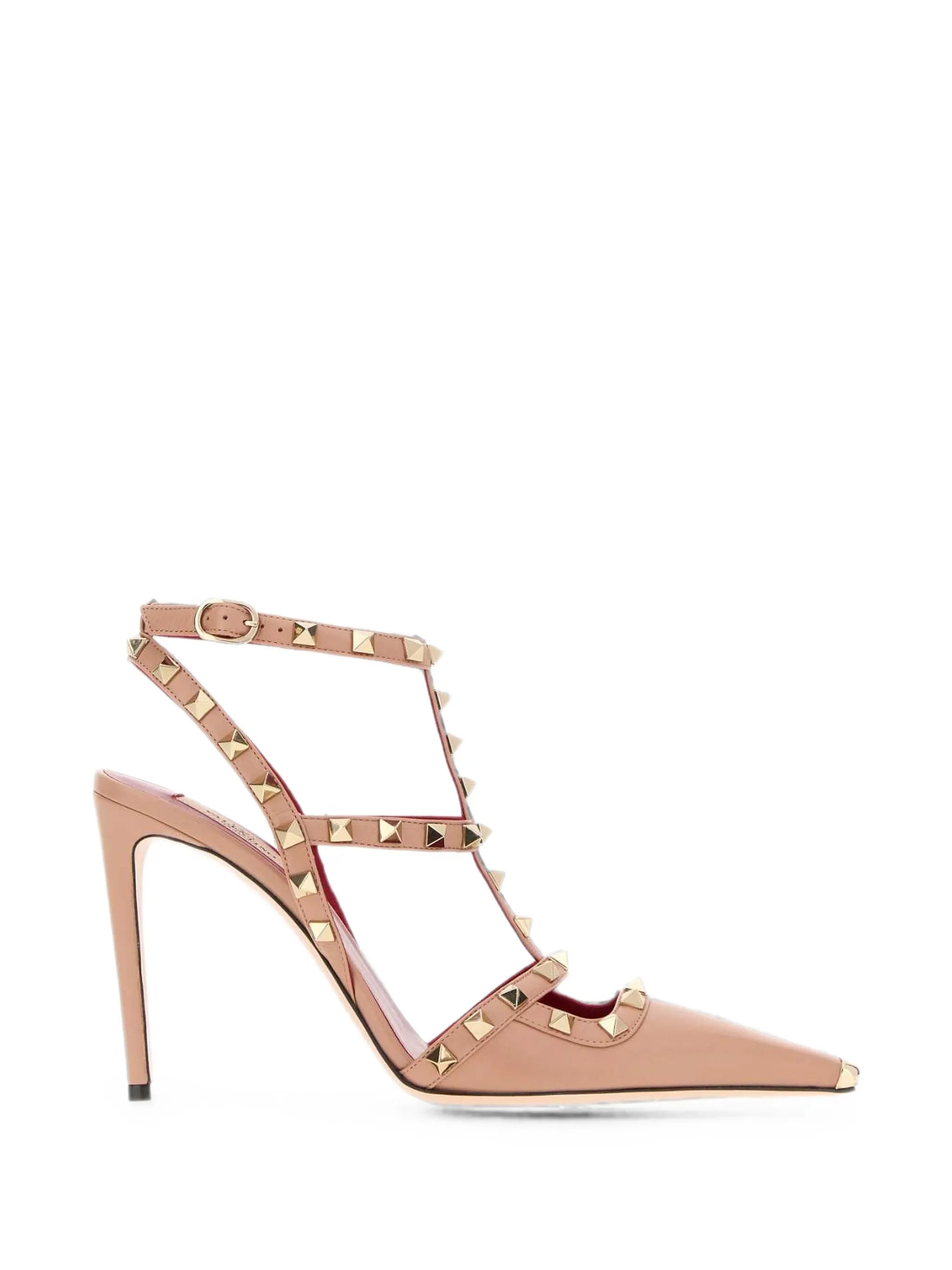 Rockstud kidskin pumps 100mm