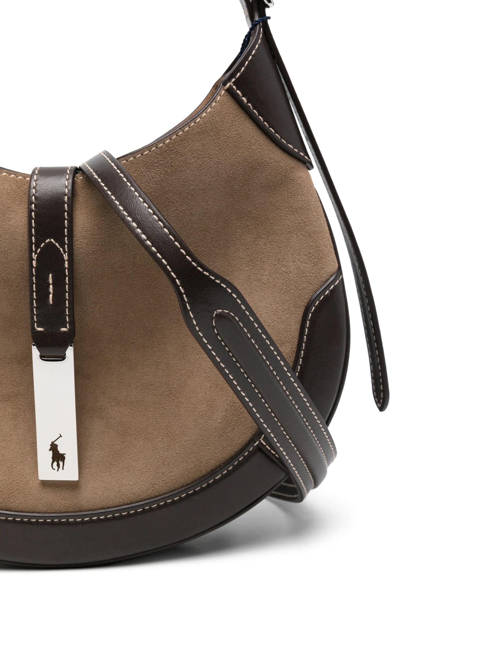 Polo ID panelled suede shoulder bag