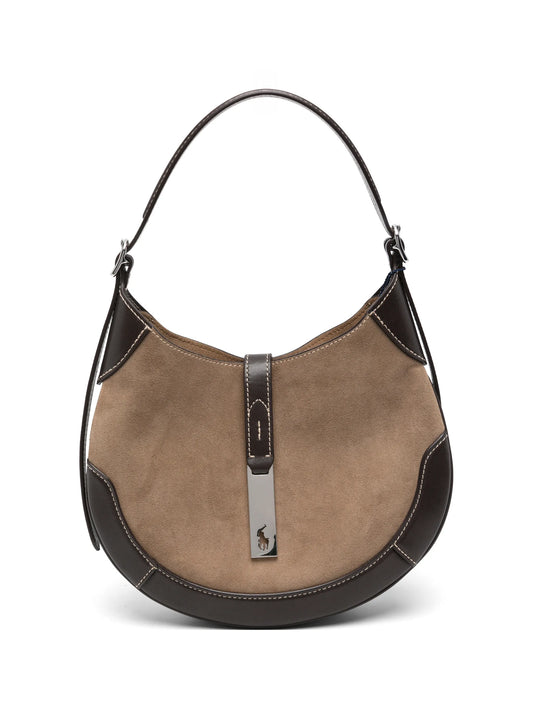Polo ID panelled suede shoulder bag