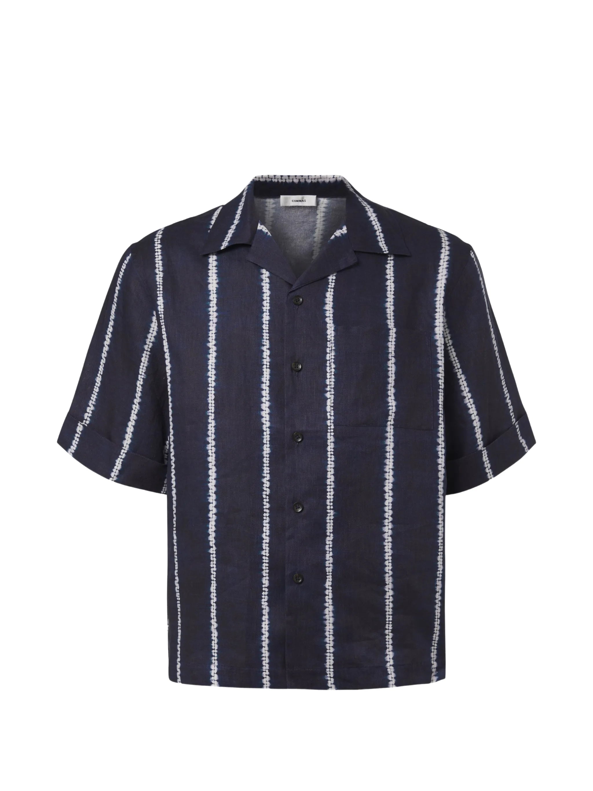 Shibori-stripe linen shirt