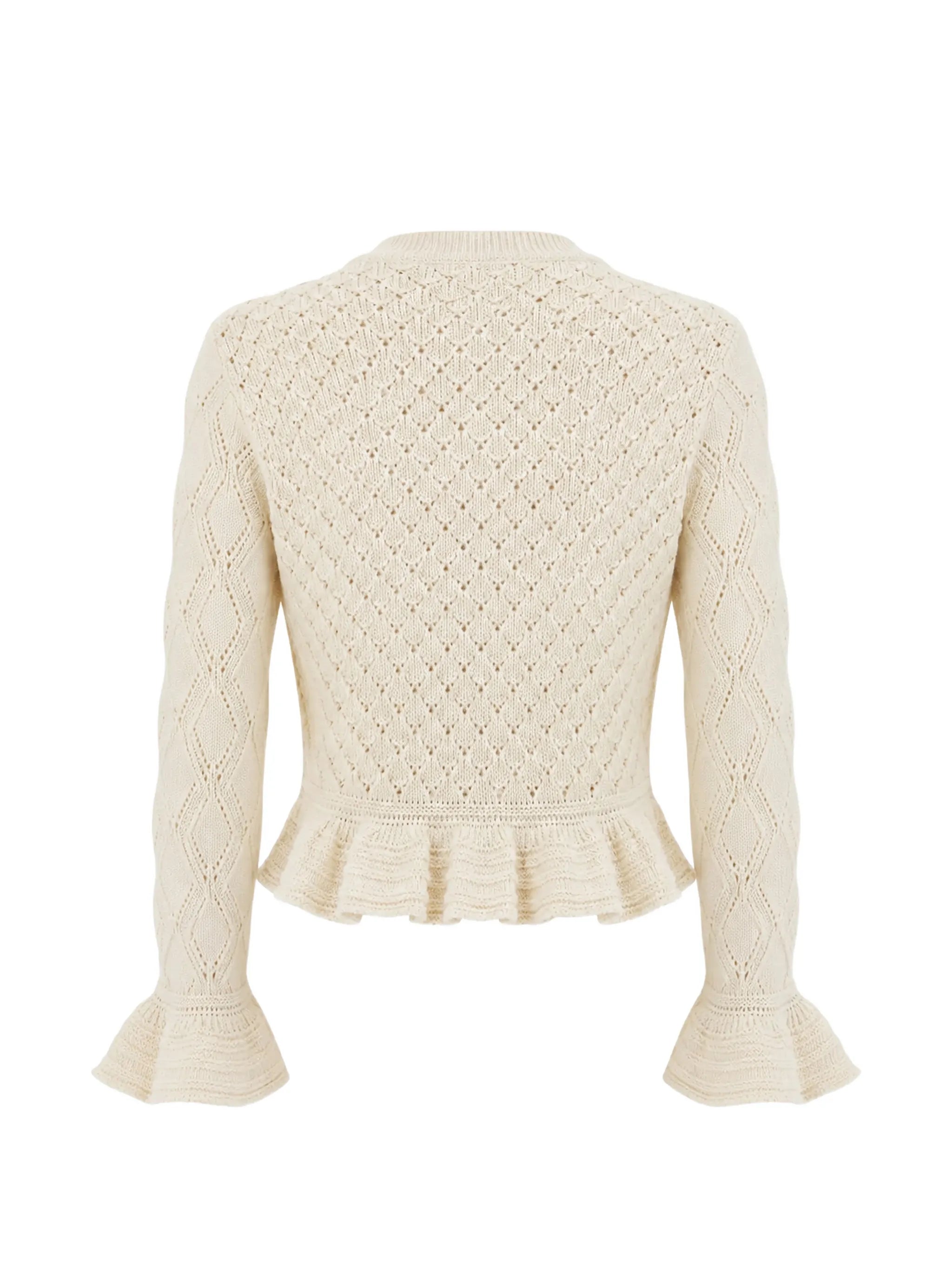 pointelle-knit ruffled cardigan