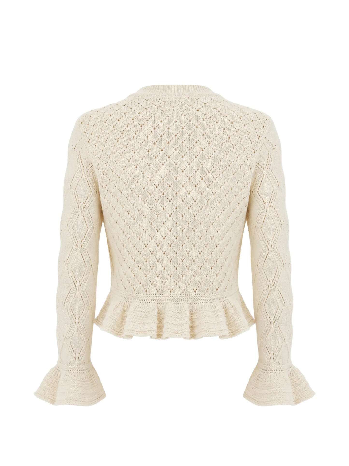 pointelle-knit ruffled cardigan