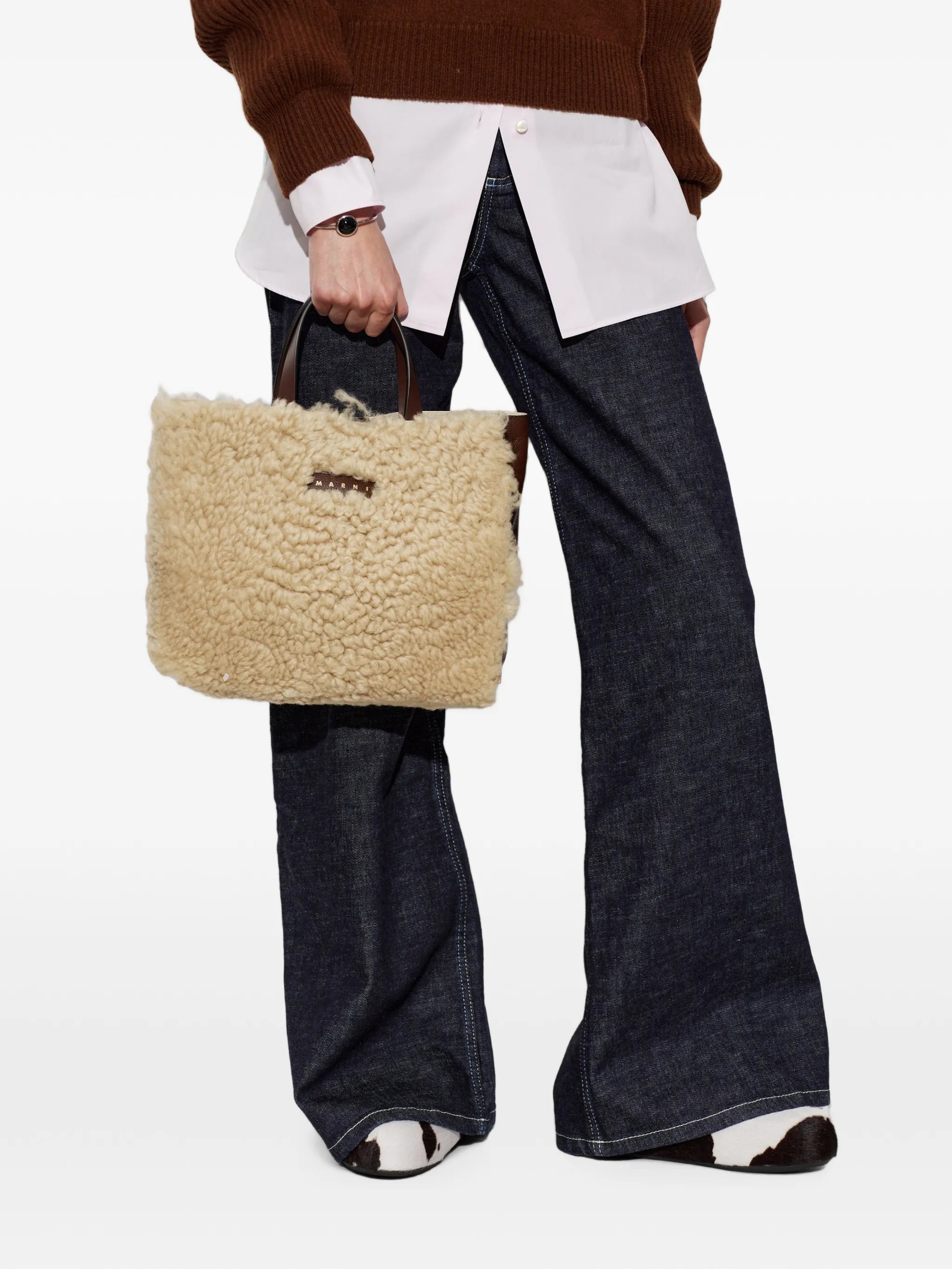 Museo Soft East/West lamb fur tote bag