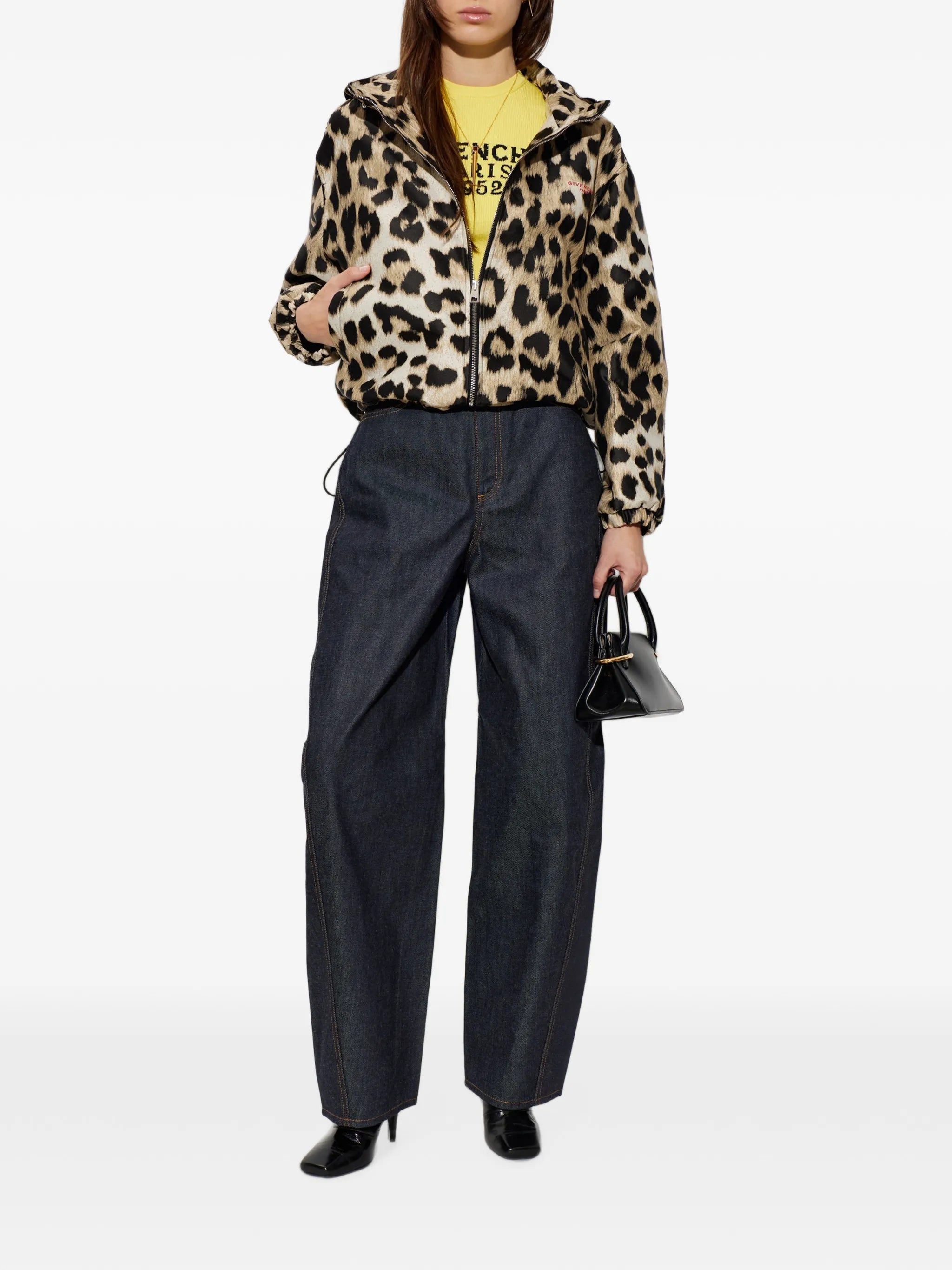 leopard jacquard windbreaker