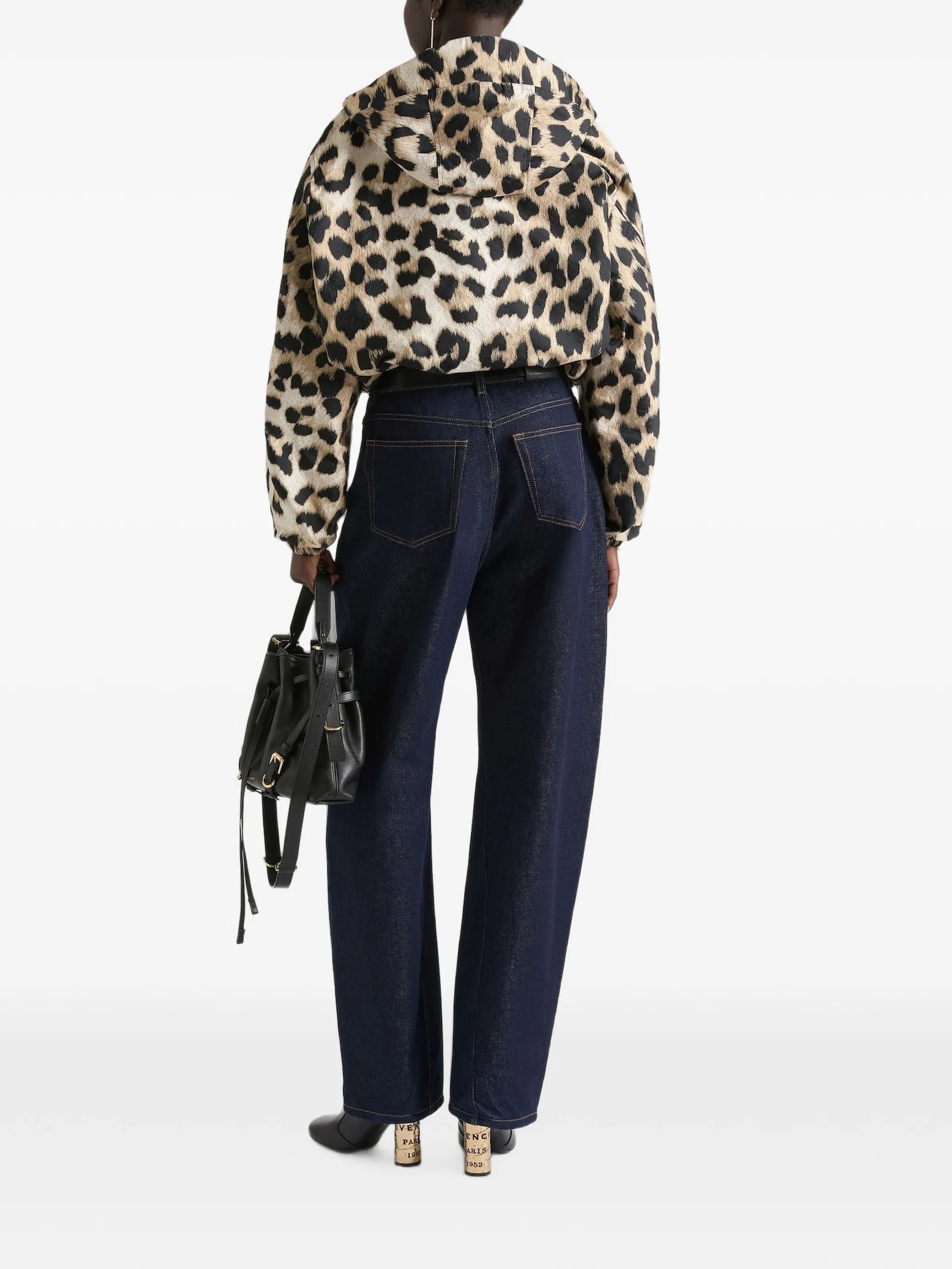 windbreaker in leopard jacquard