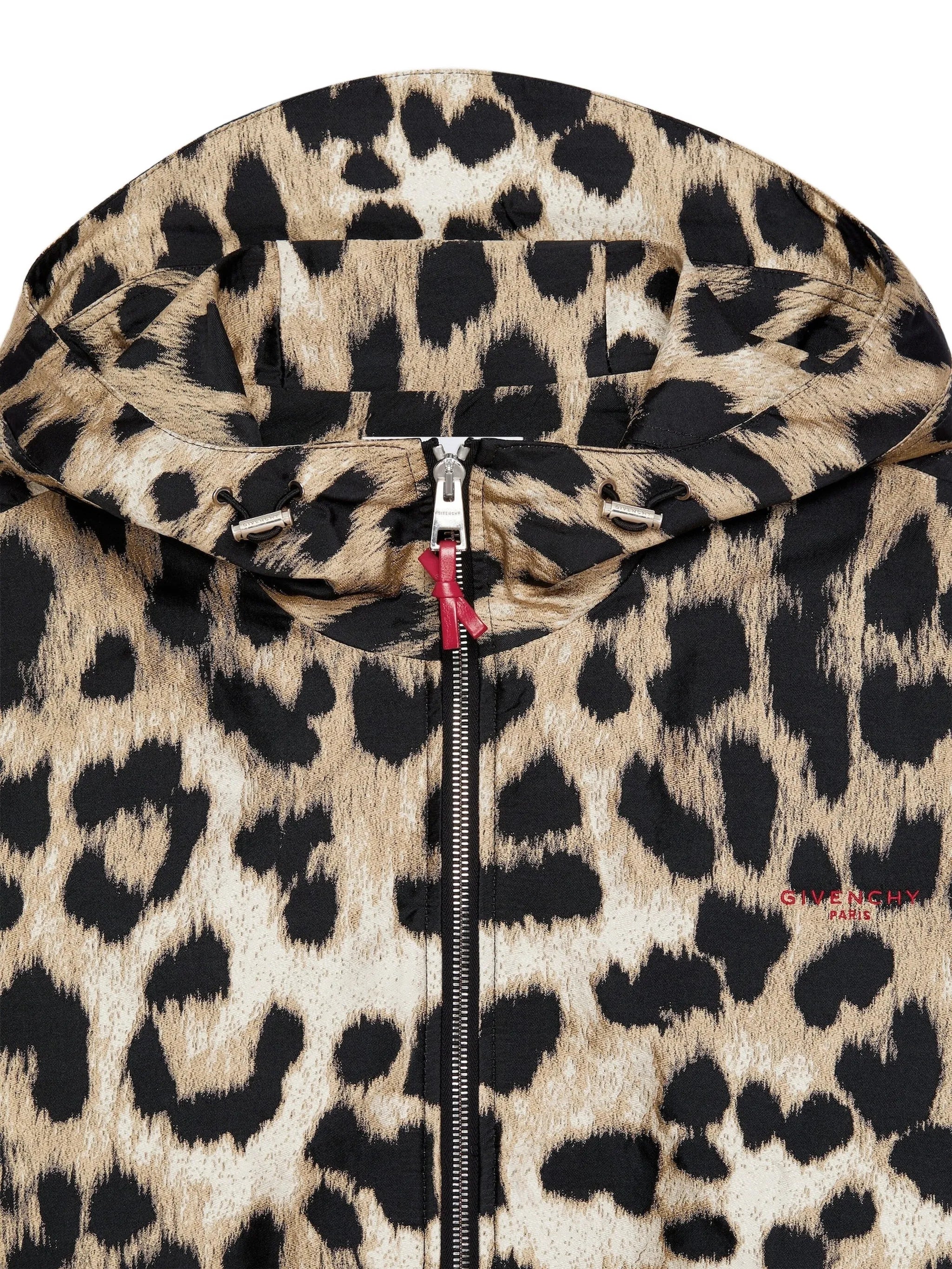 windbreaker in leopard jacquard