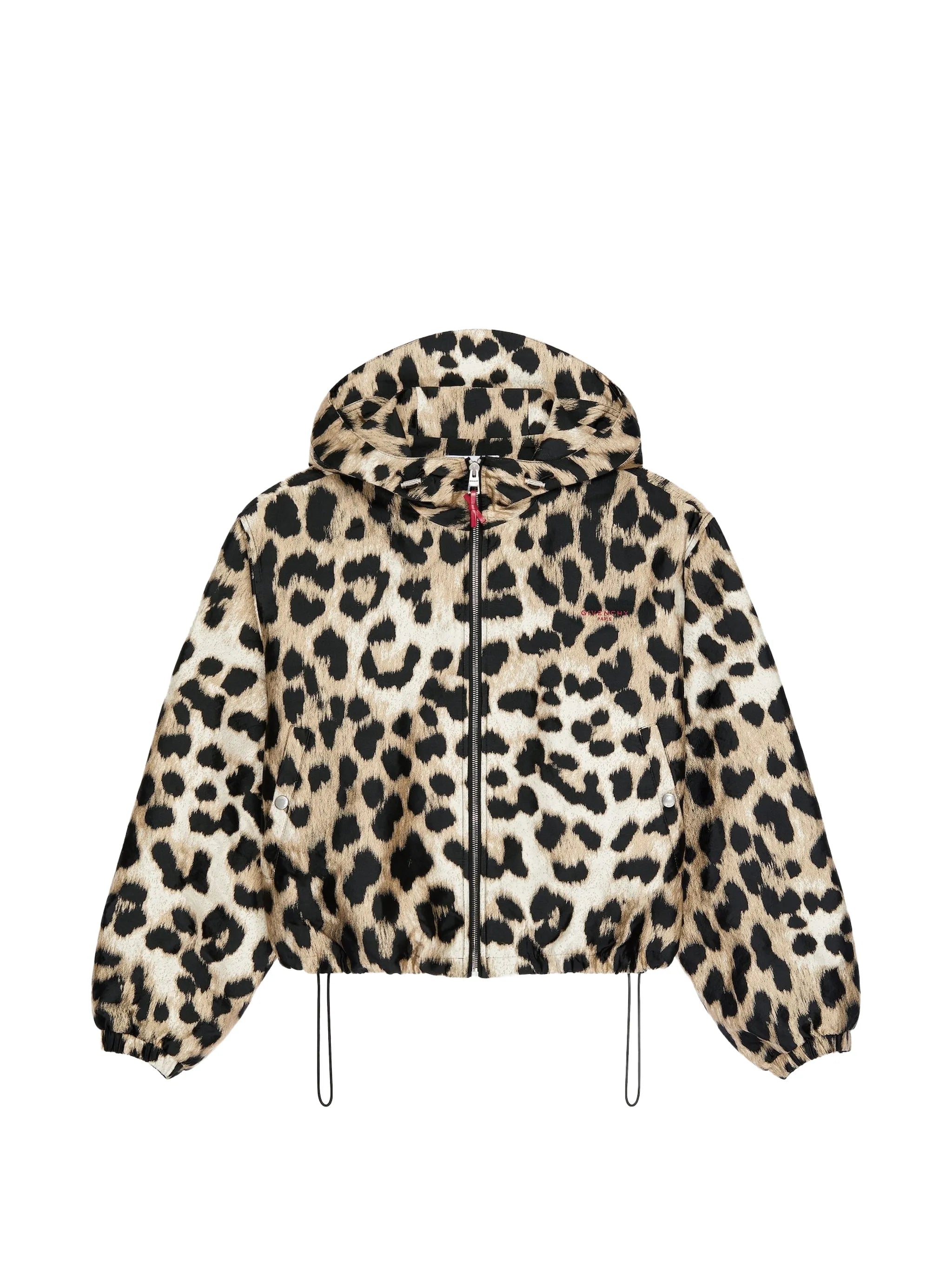 windbreaker in leopard jacquard
