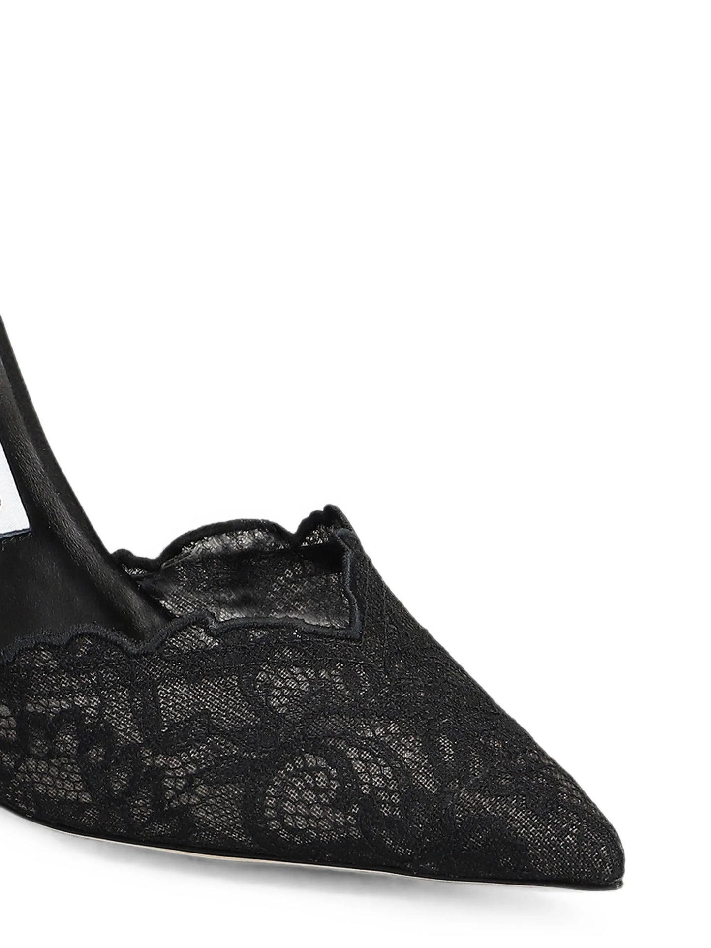Saeda crystal-embellished lace pumps