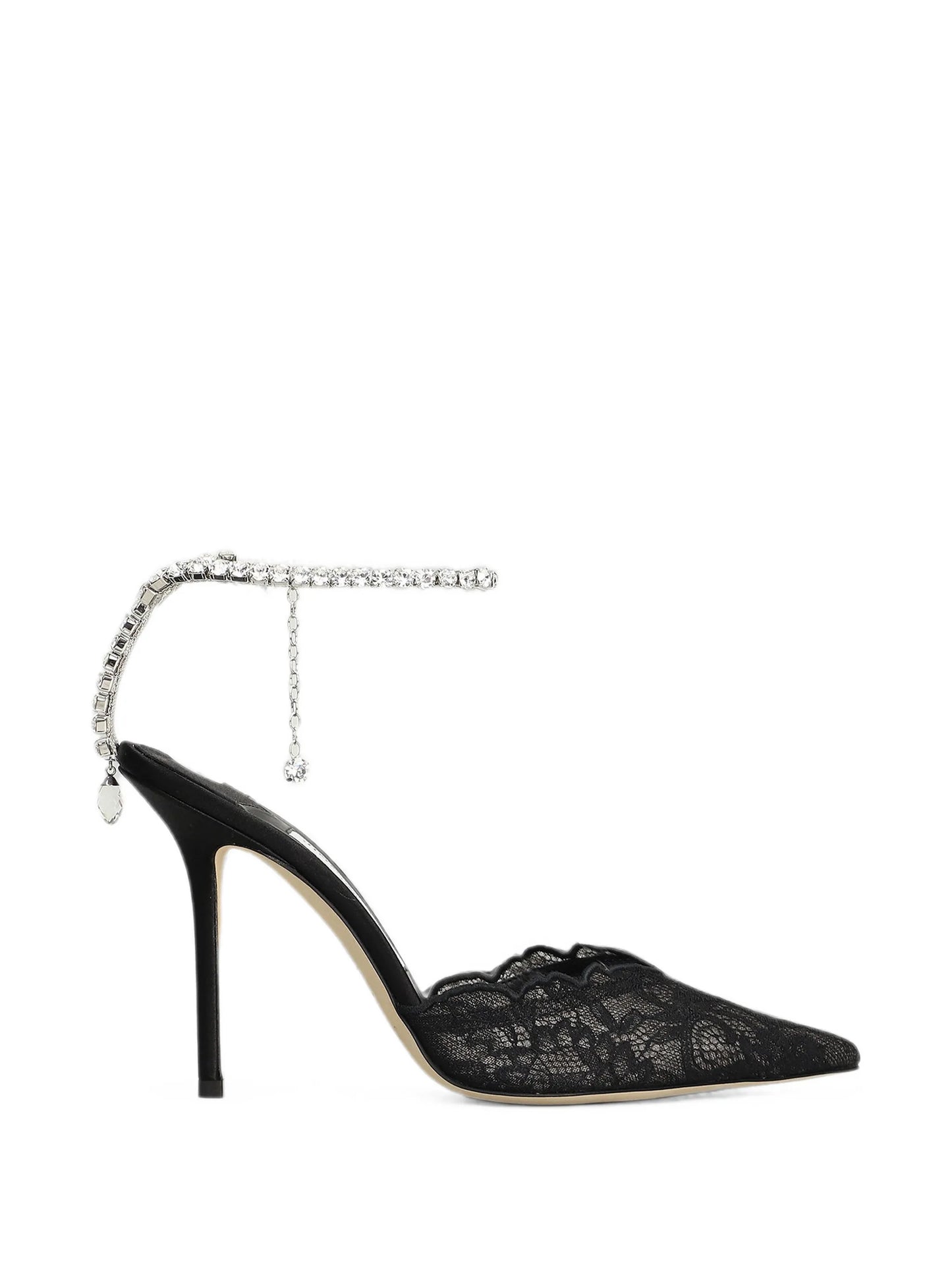Saeda crystal-embellished lace pumps