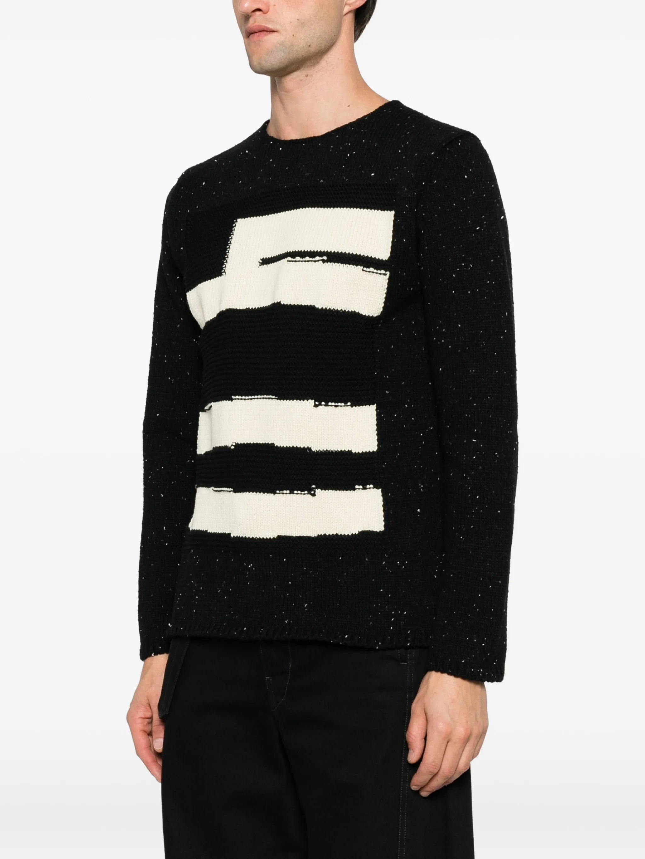 intarsia-knit flecked sweater