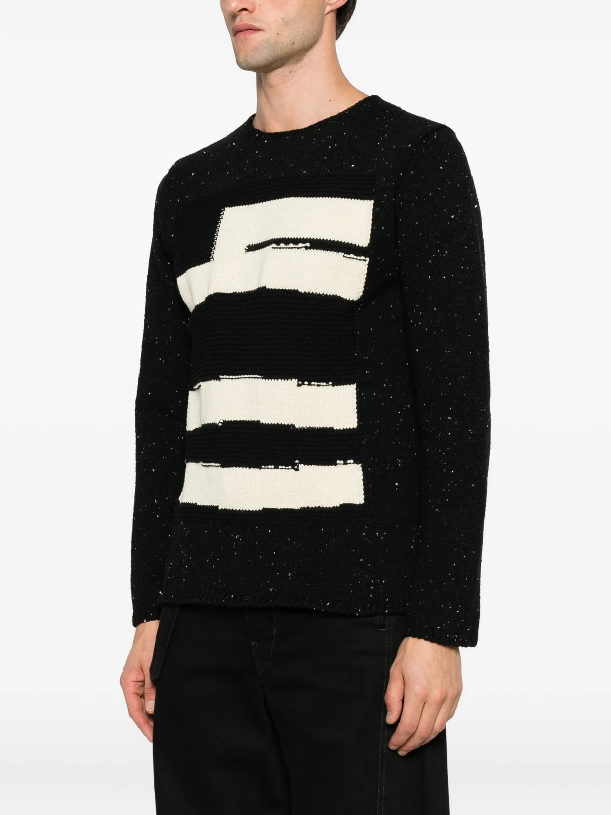 intarsia-knit flecked sweater