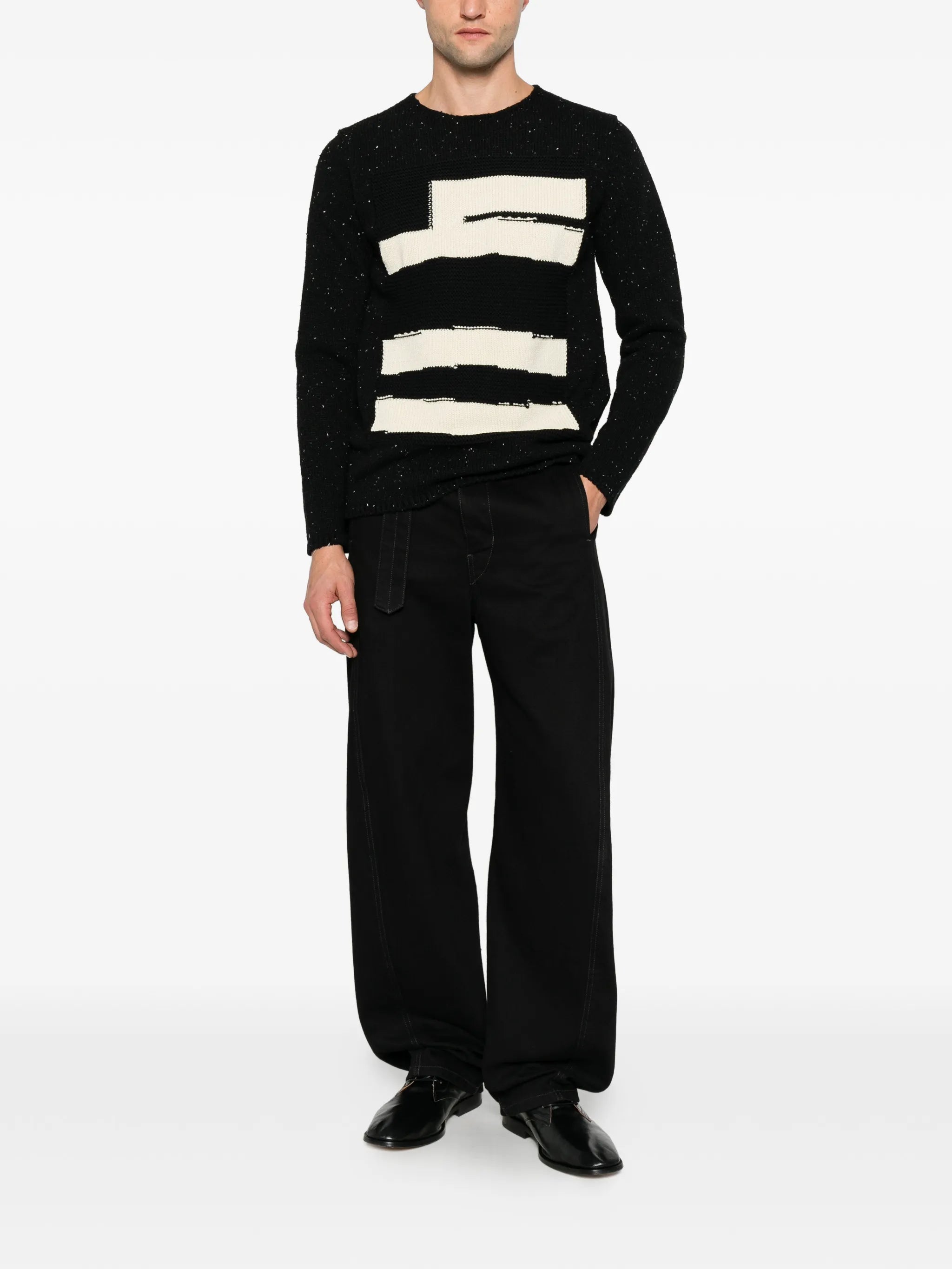 intarsia-knit flecked sweater