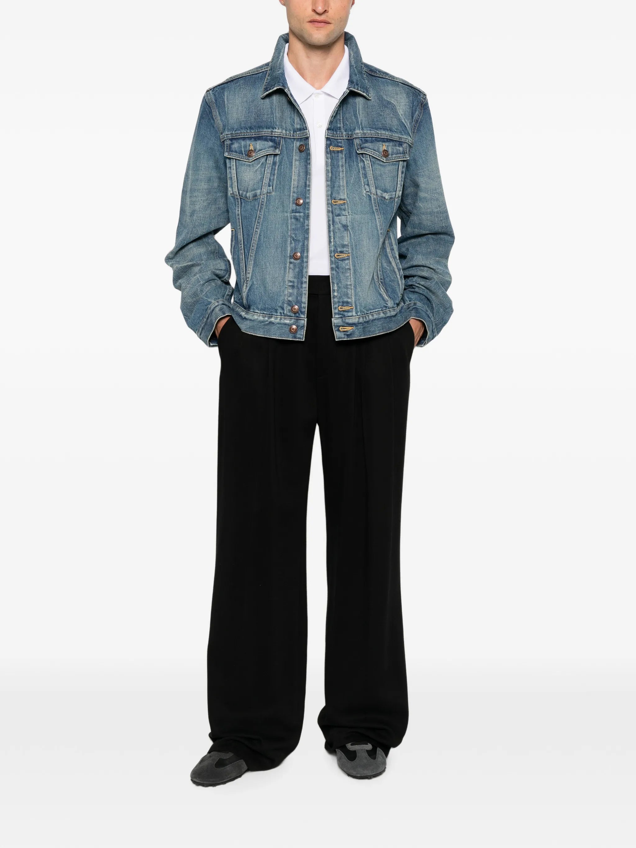 faded-effect denim jacket