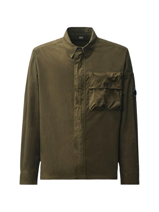 Lens-detail flap-pocket shirt