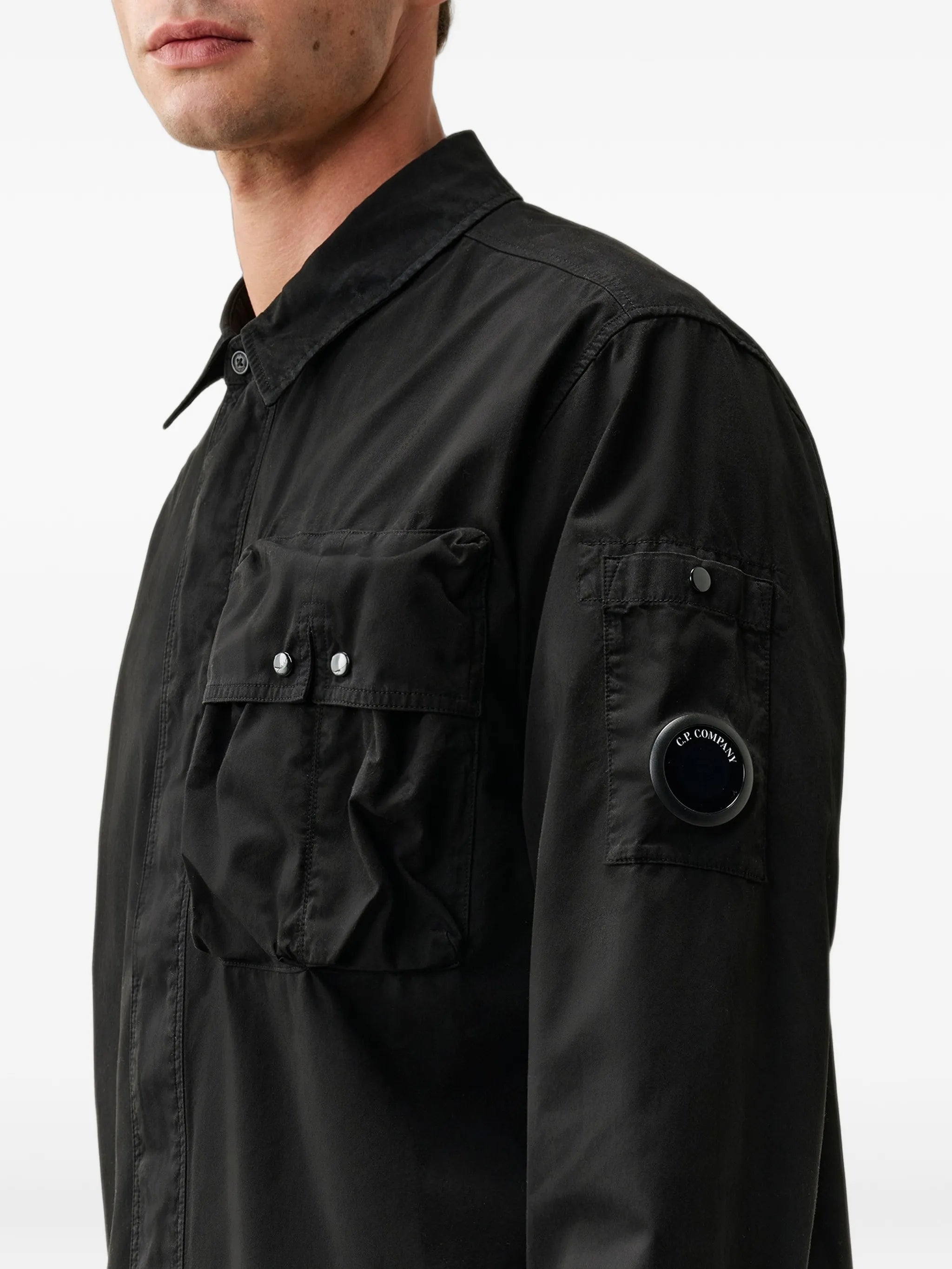 organic gabardine long-sleeve Lens hidden zip shirt
