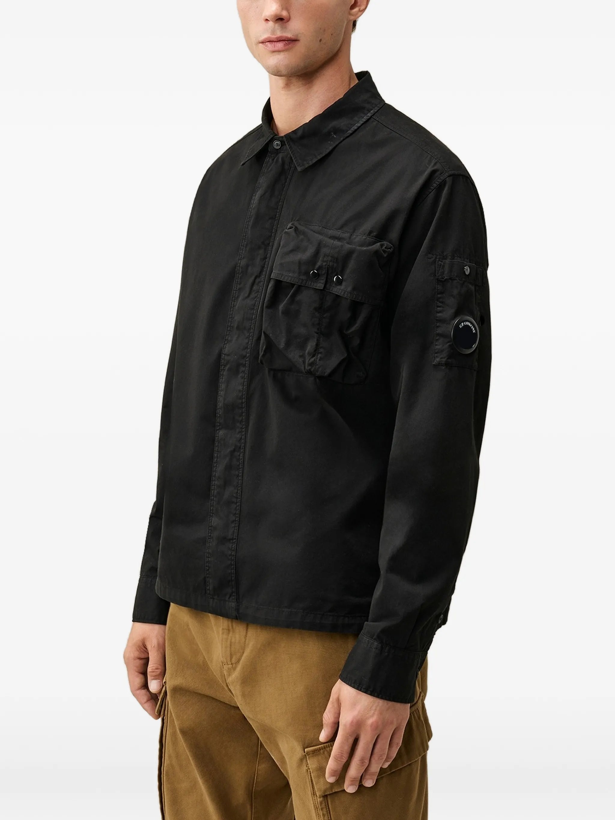 organic gabardine long-sleeve Lens hidden zip shirt