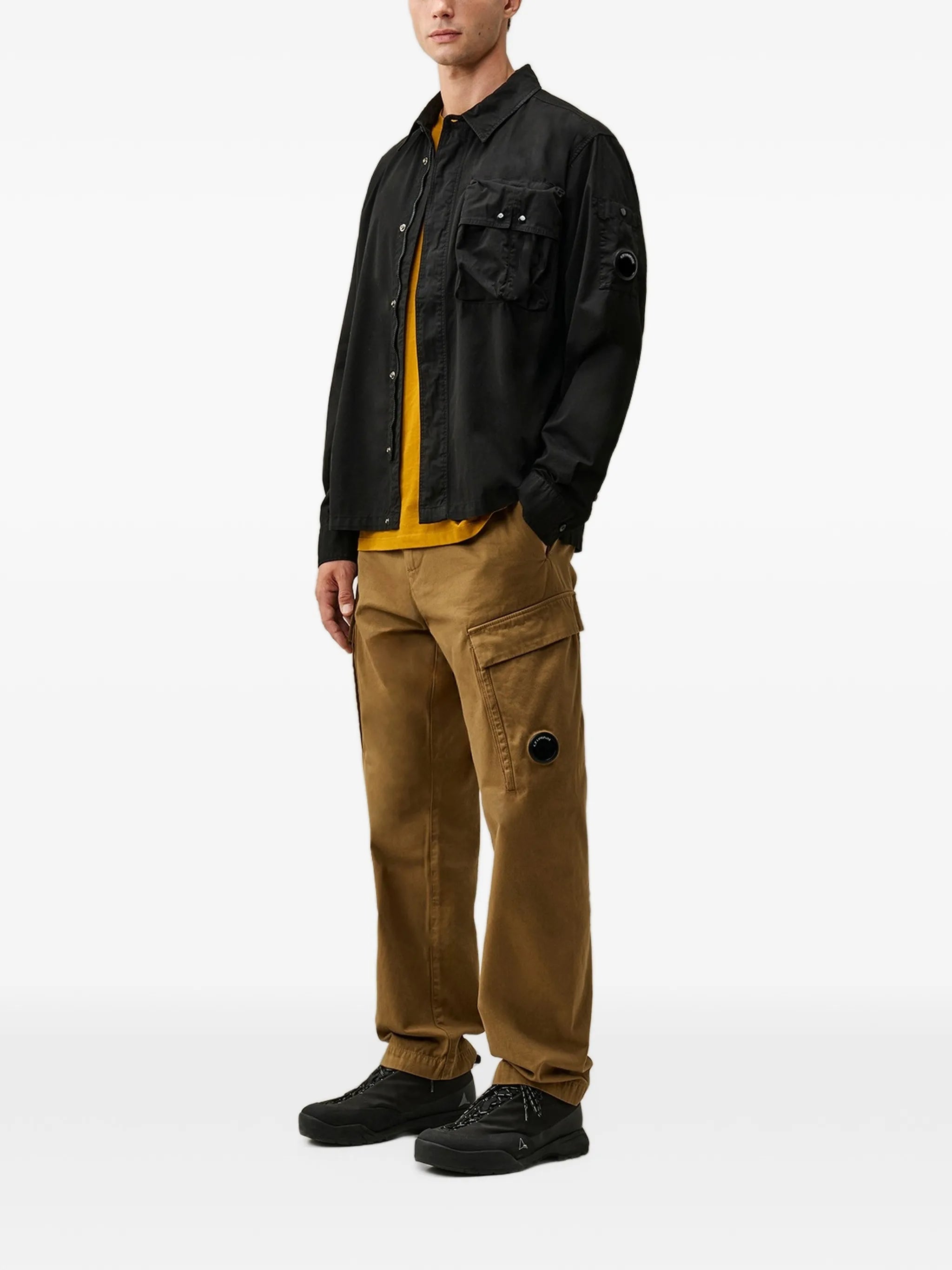 organic gabardine long-sleeve Lens hidden zip shirt