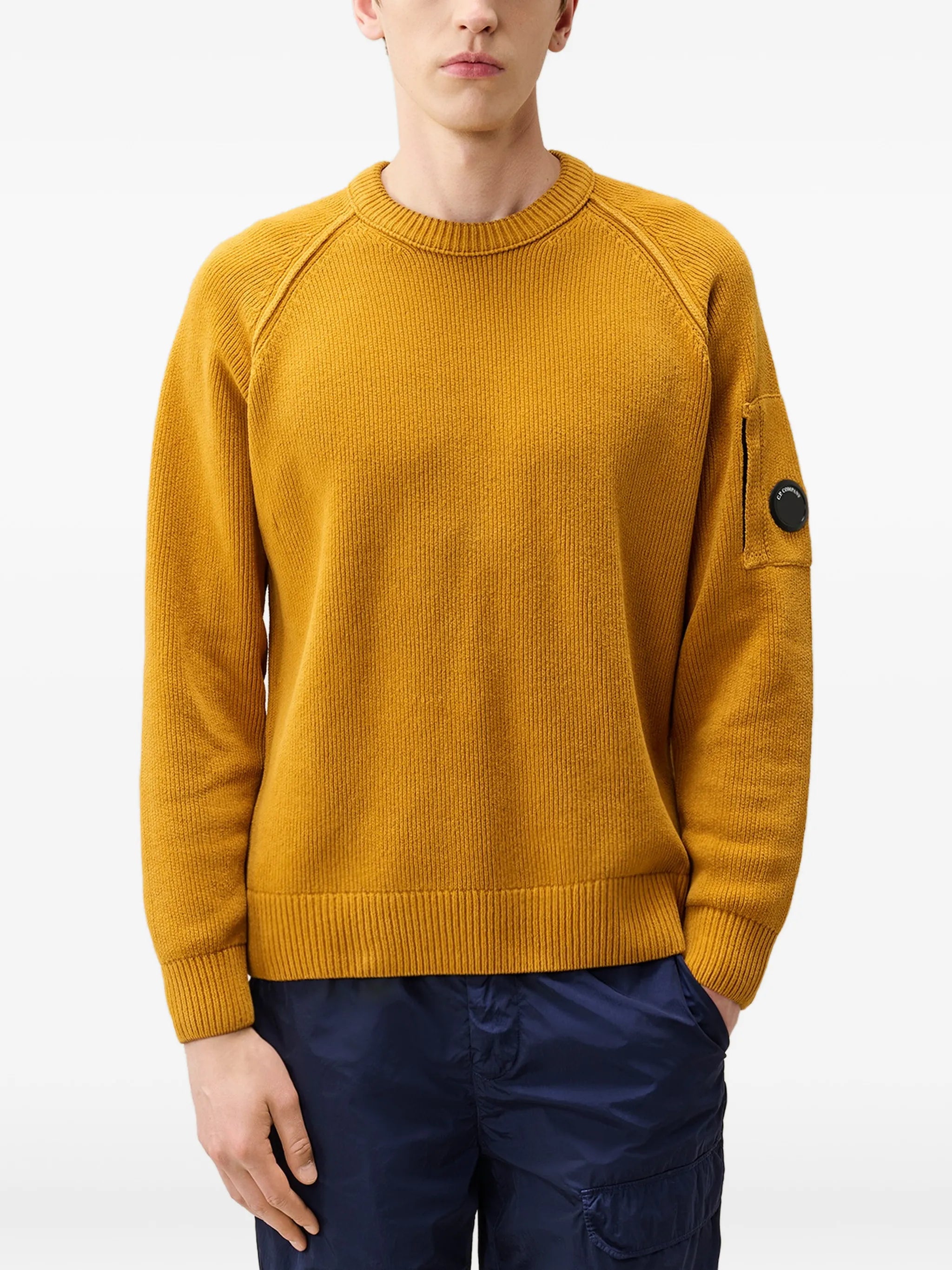 Chenille cotton Lens crewneck sweater
