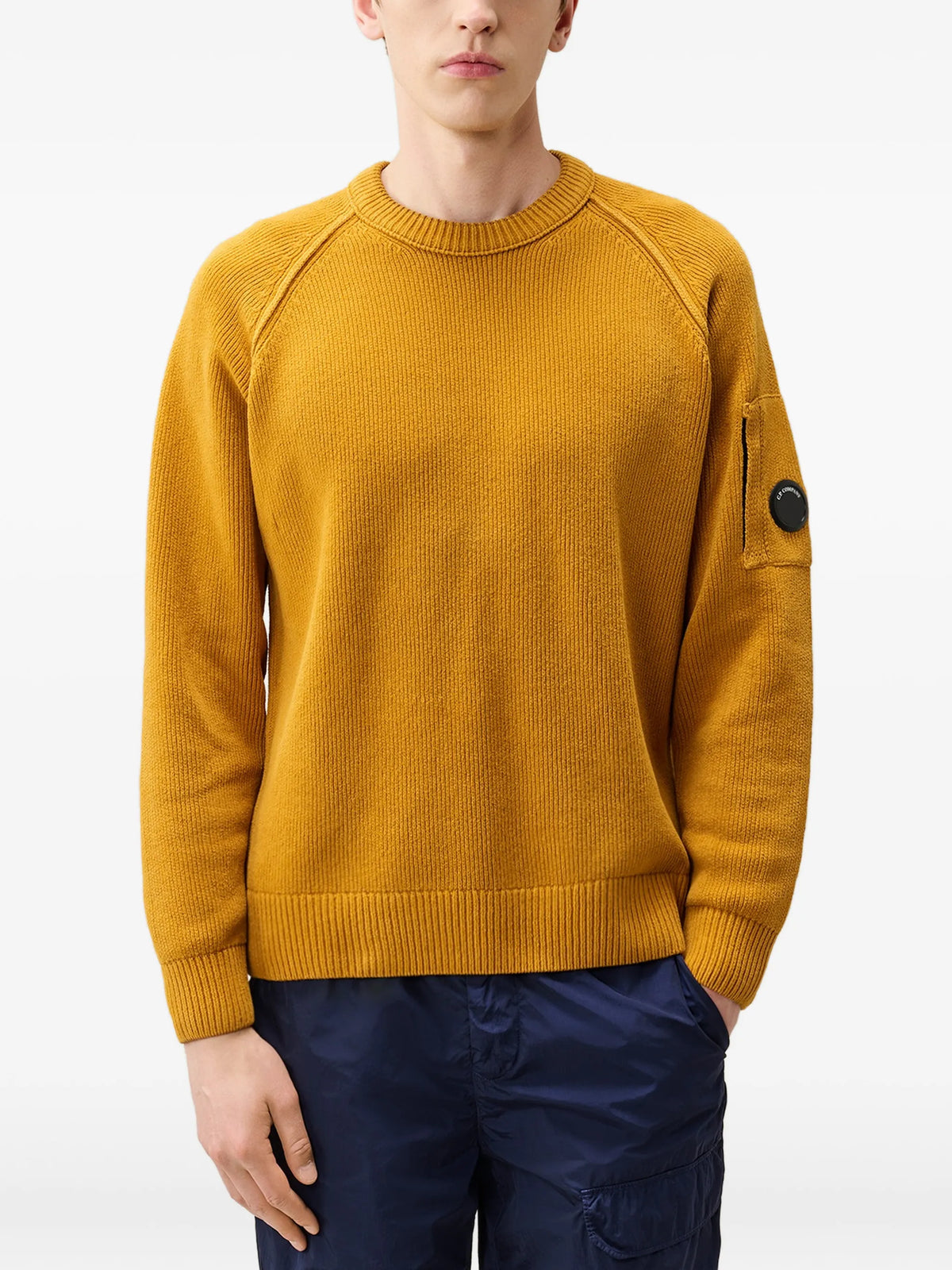 Chenille cotton Lens crewneck sweater