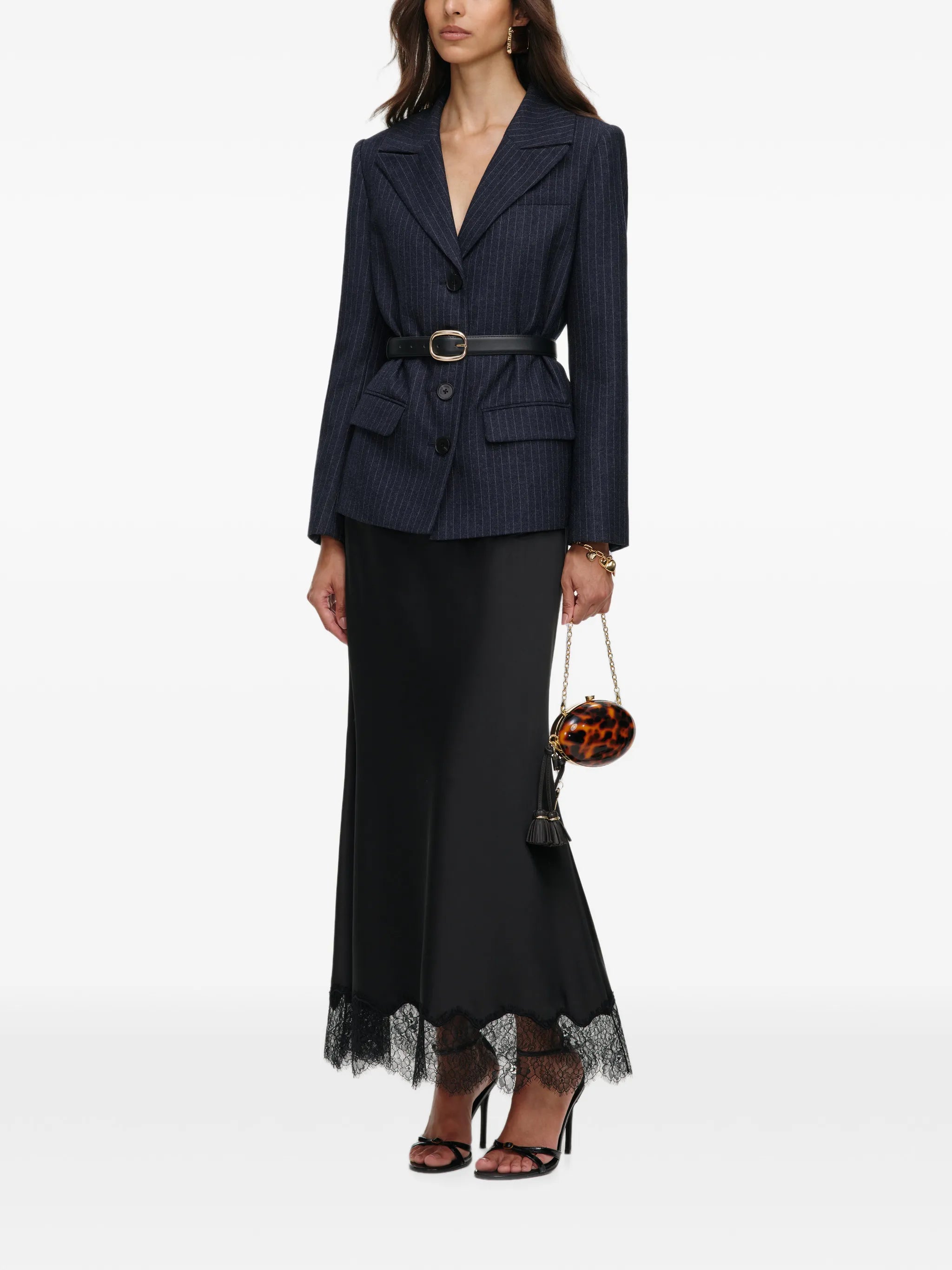 tailored blazer satin midi dress