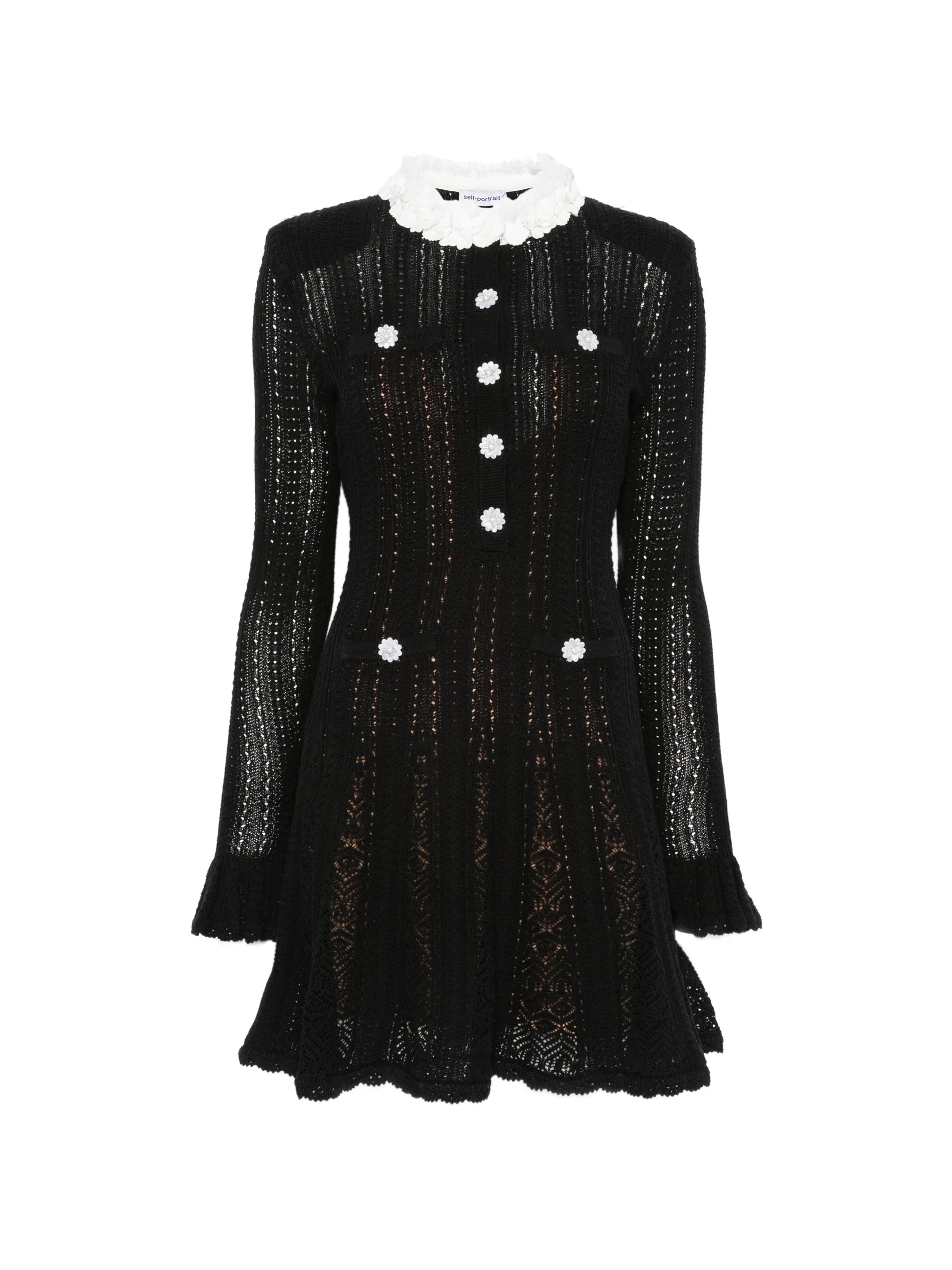 flower-trim knit mini dress