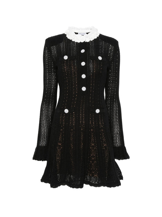 flower-trim knit mini dress