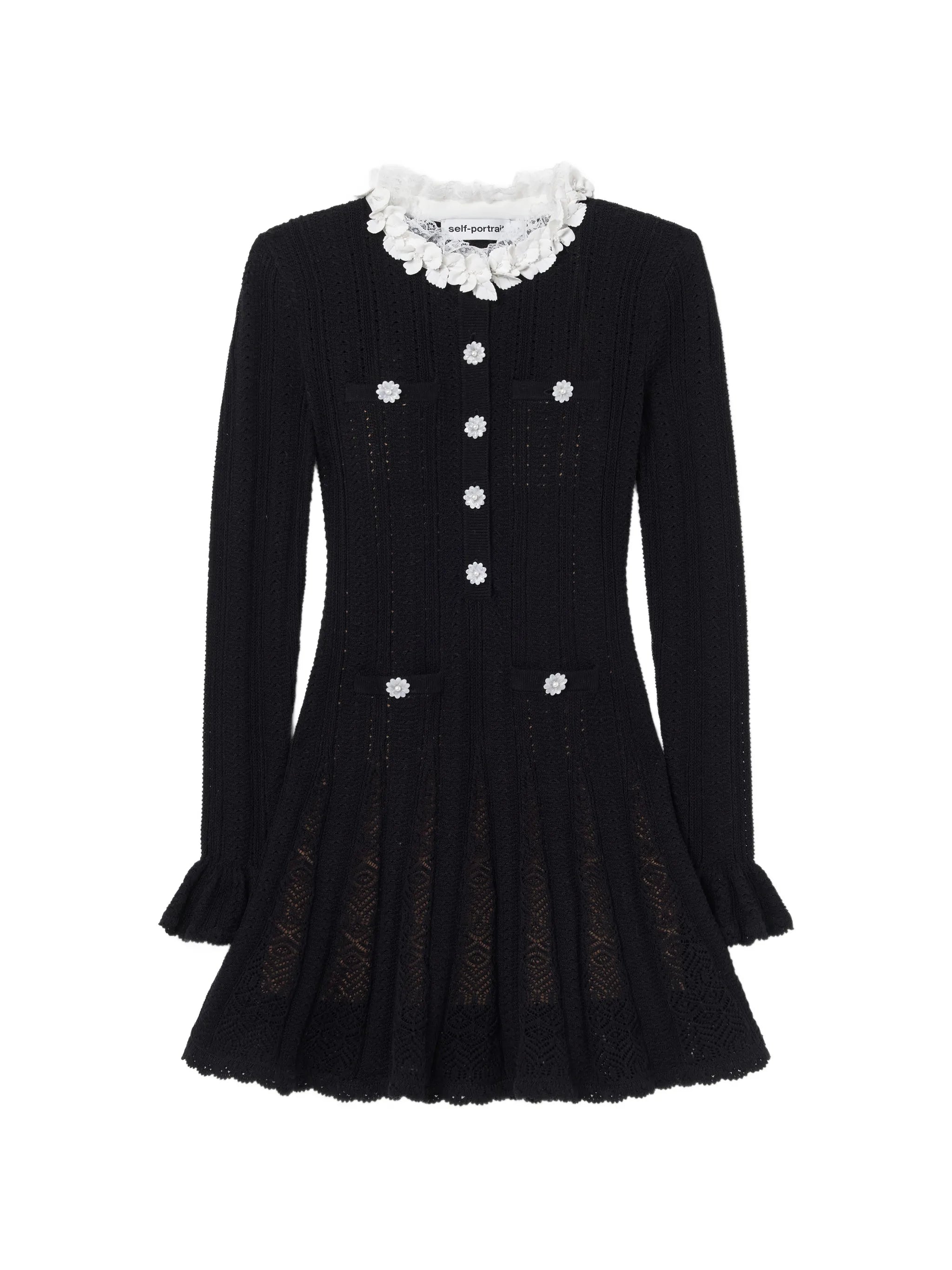 flower-trim knit mini dress