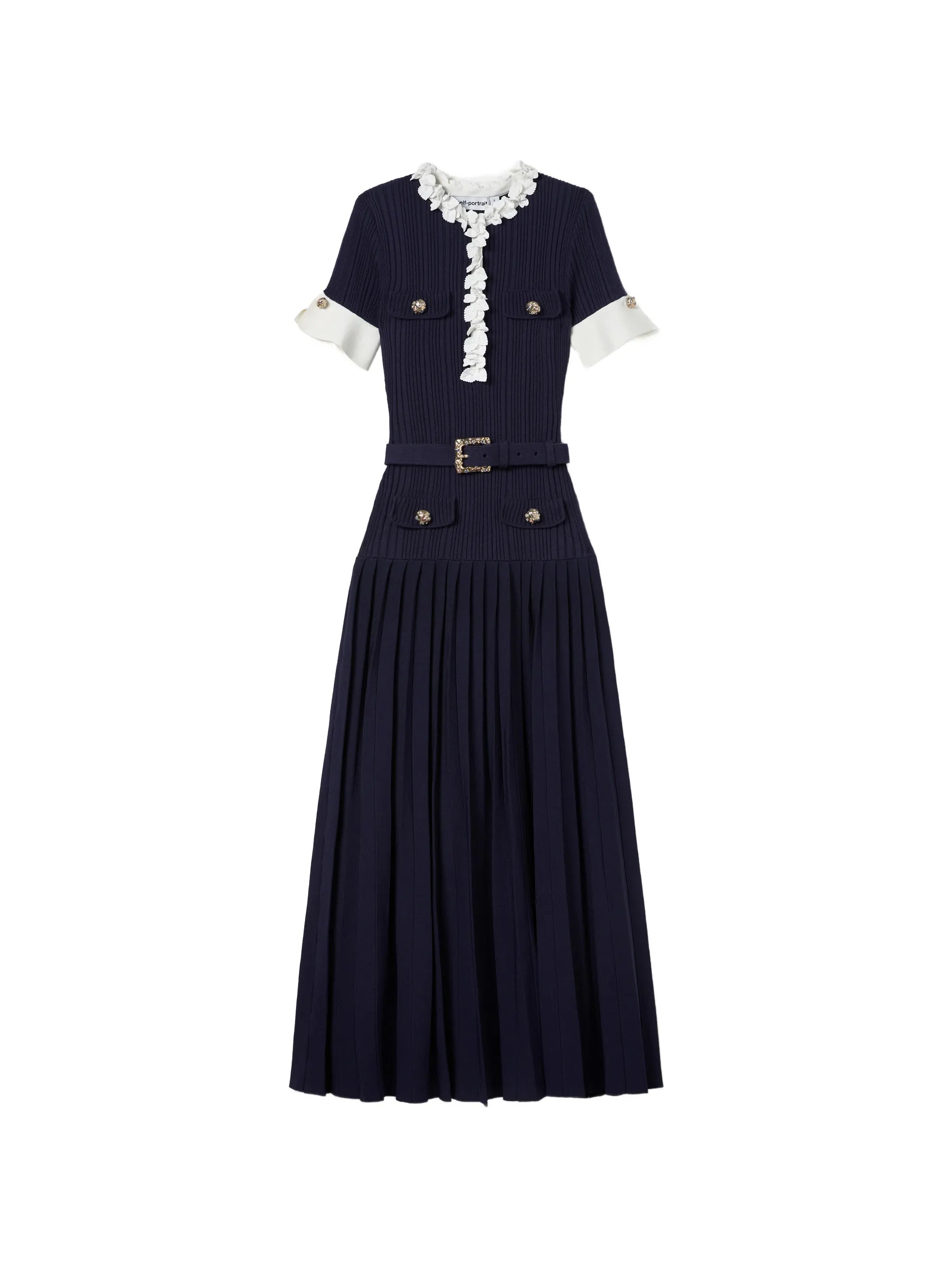 belted floral-embellished knitted maxi dress