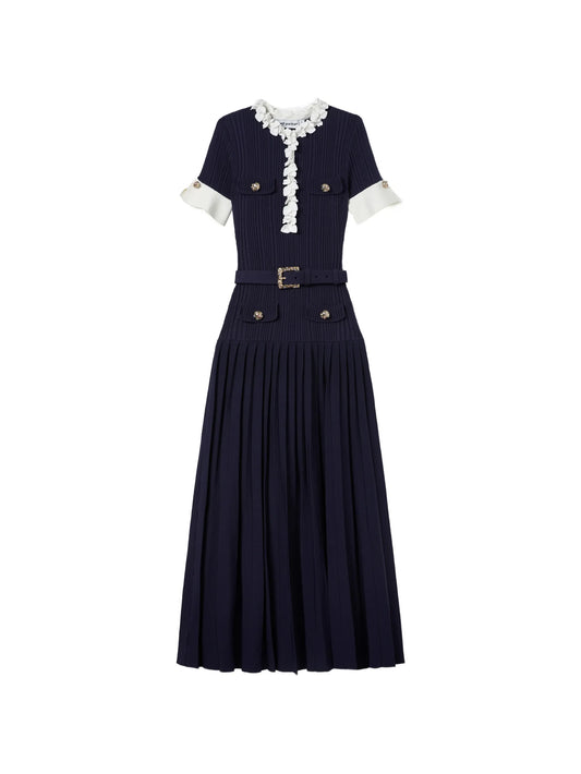 belted floral-embellished knitted maxi dress