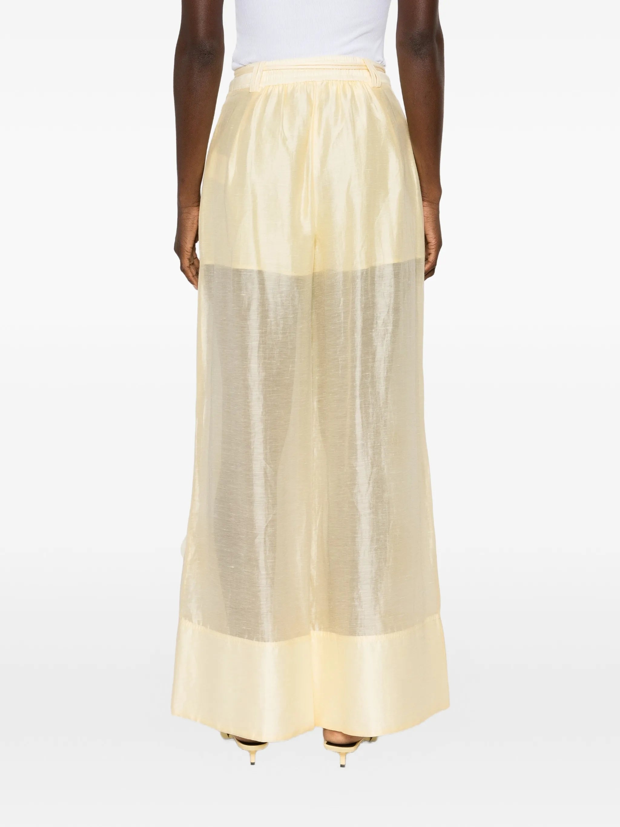 Cloudscape floral-appliqué palazzo pants