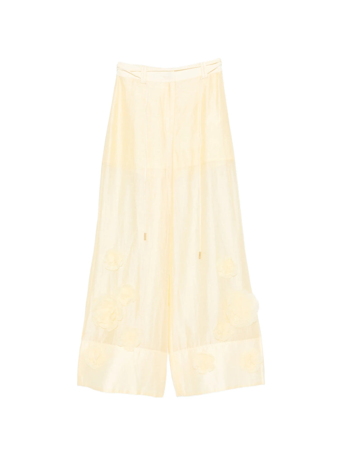 Cloudscape floral-appliqué palazzo pants